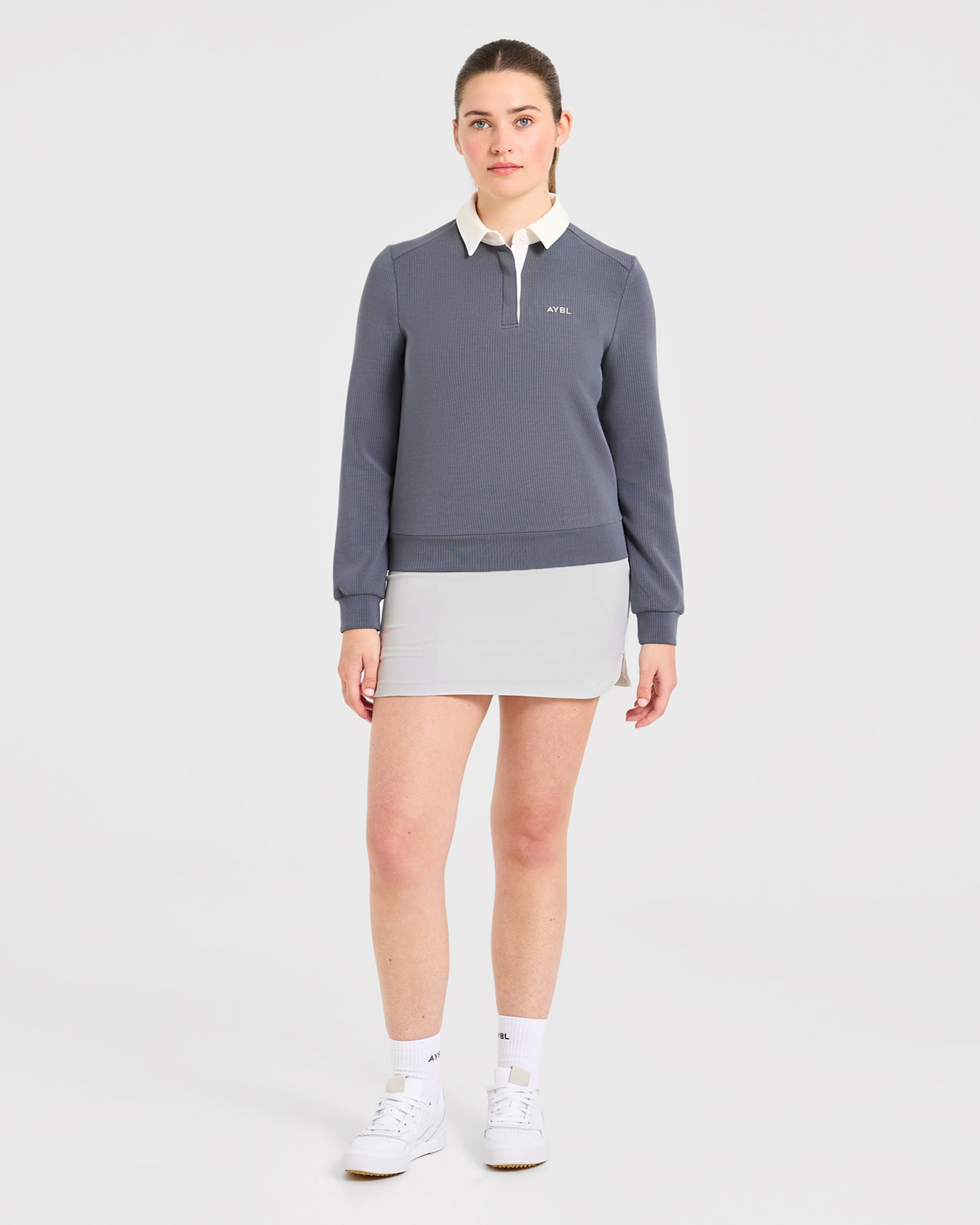 Signature Long Sleeve Polo - Steel Blau