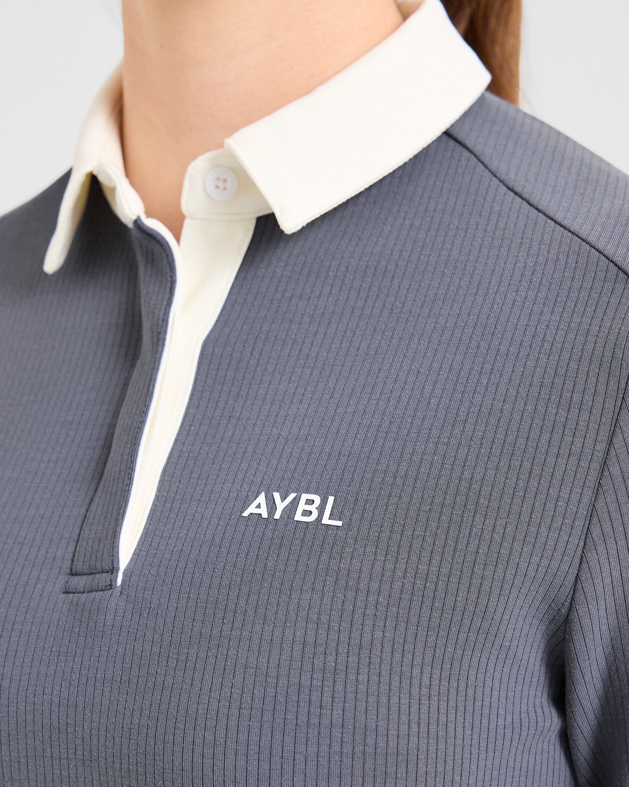 Signature Long Sleeve Polo - Steel Blau