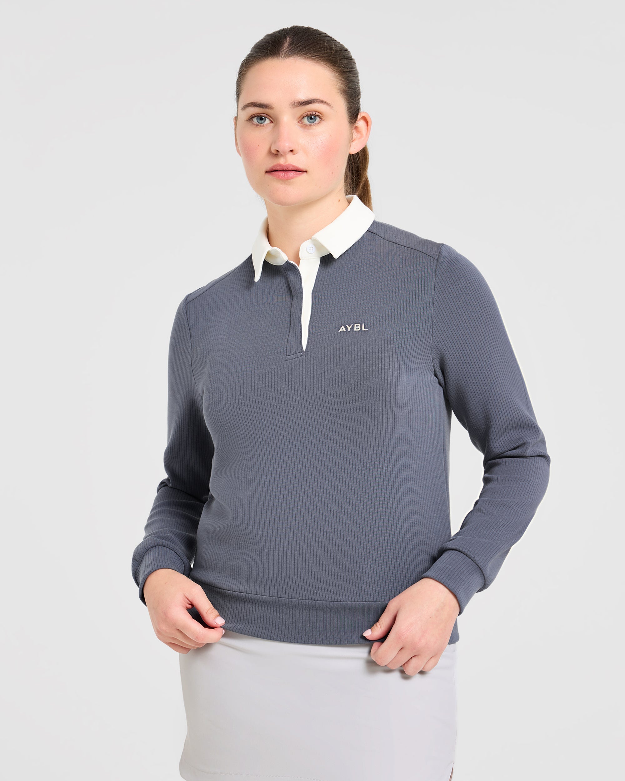 Signature Long Sleeve Polo - Steel Blau