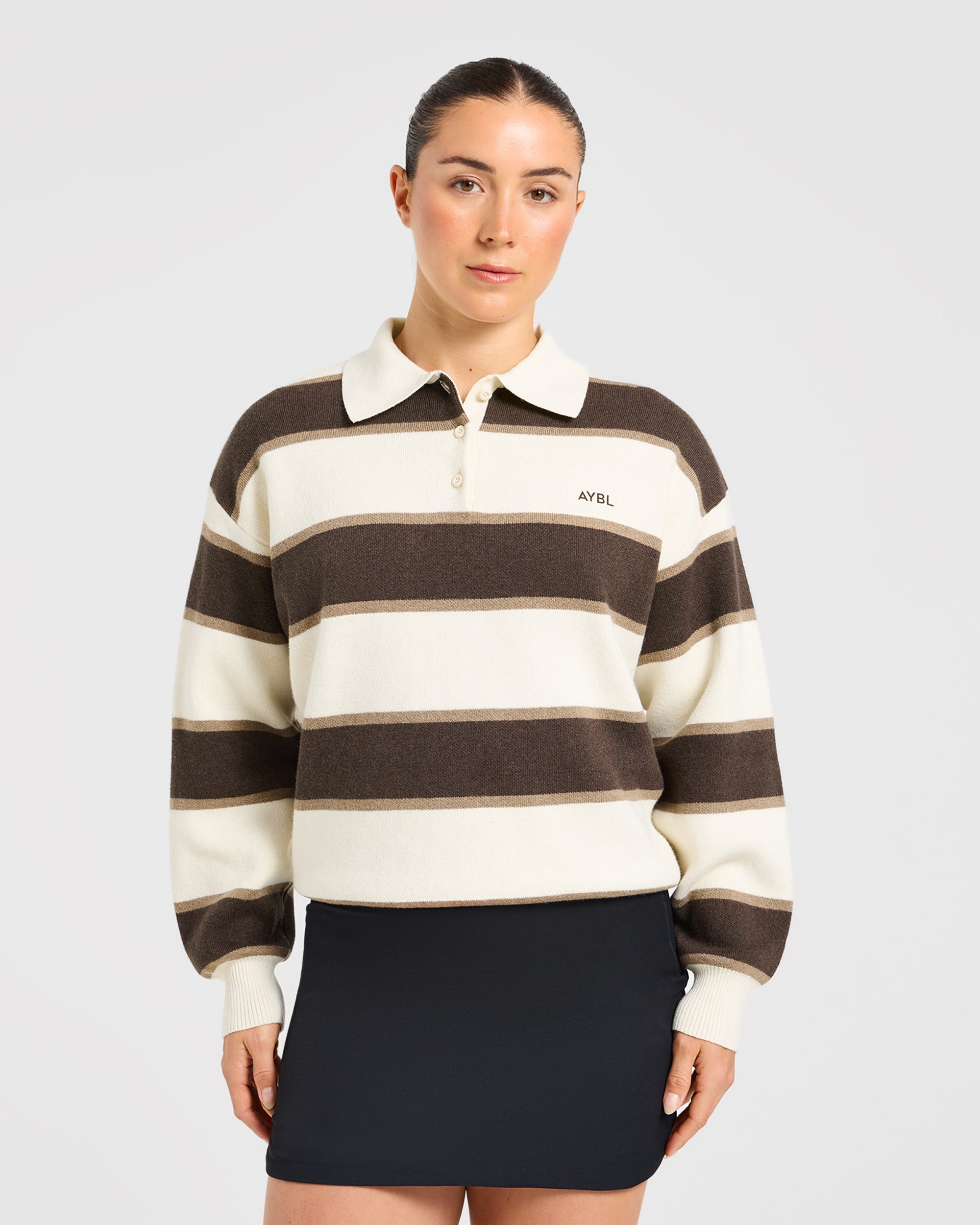 Signature Relaxed Knitted Polo - Beige/Braun