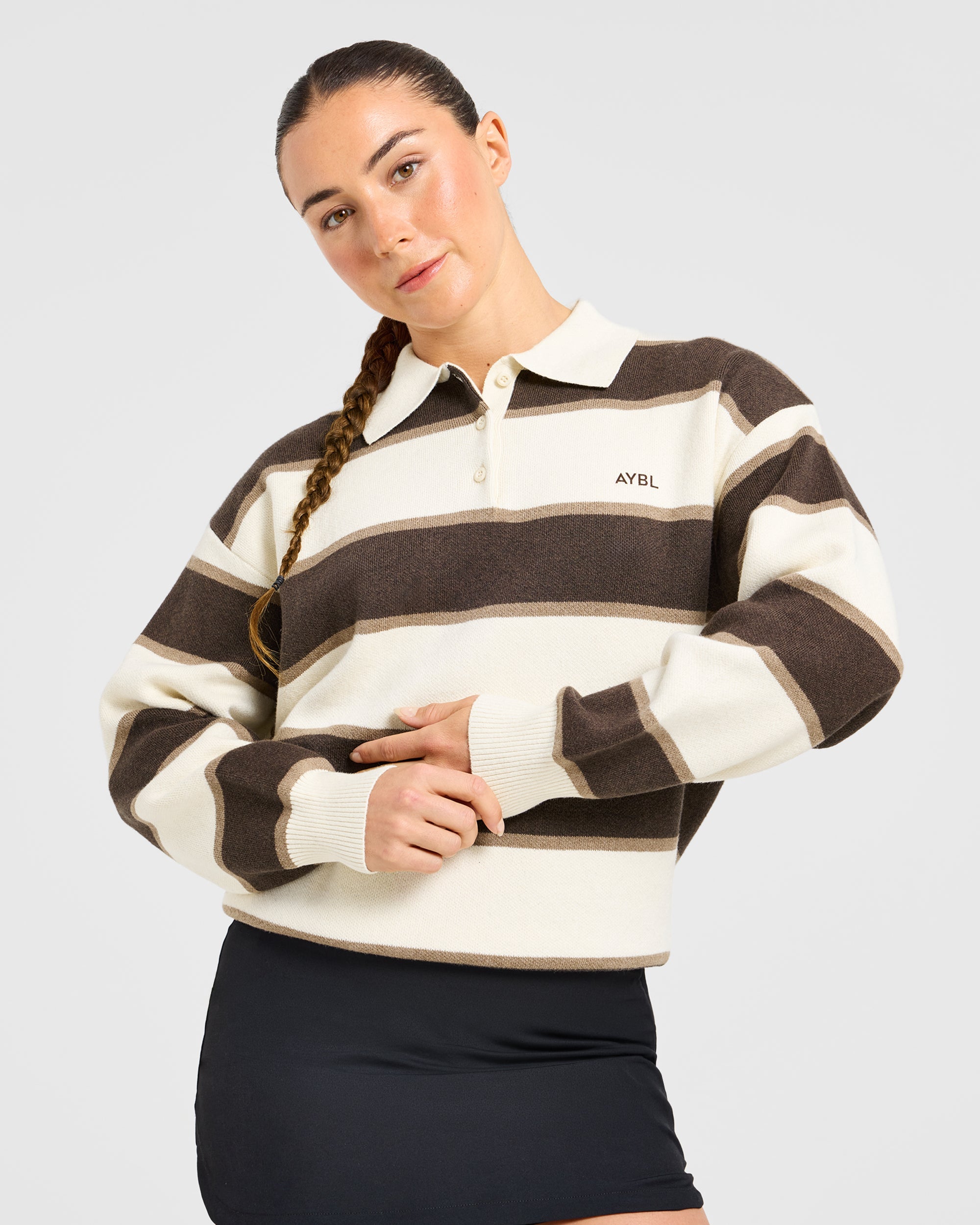 Signature Relaxed Knitted Polo - Beige/Braun