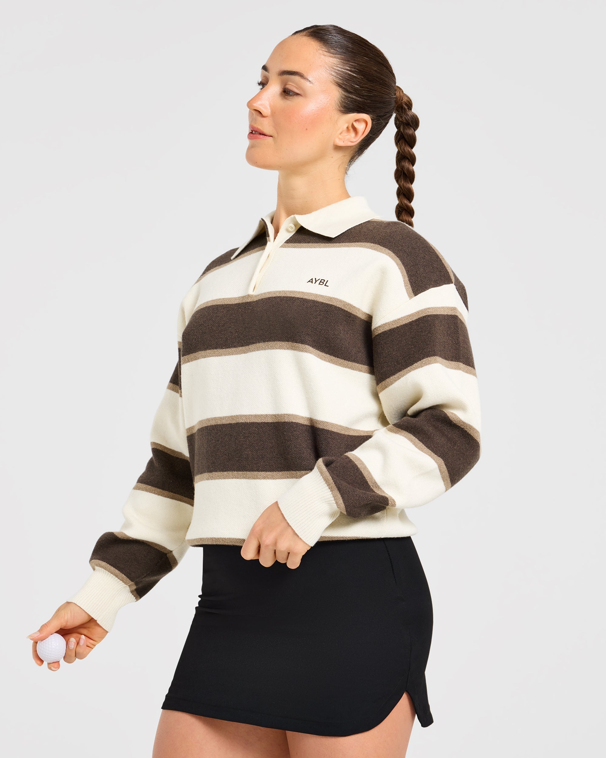 Signature Relaxed Knitted Polo - Beige/Braun