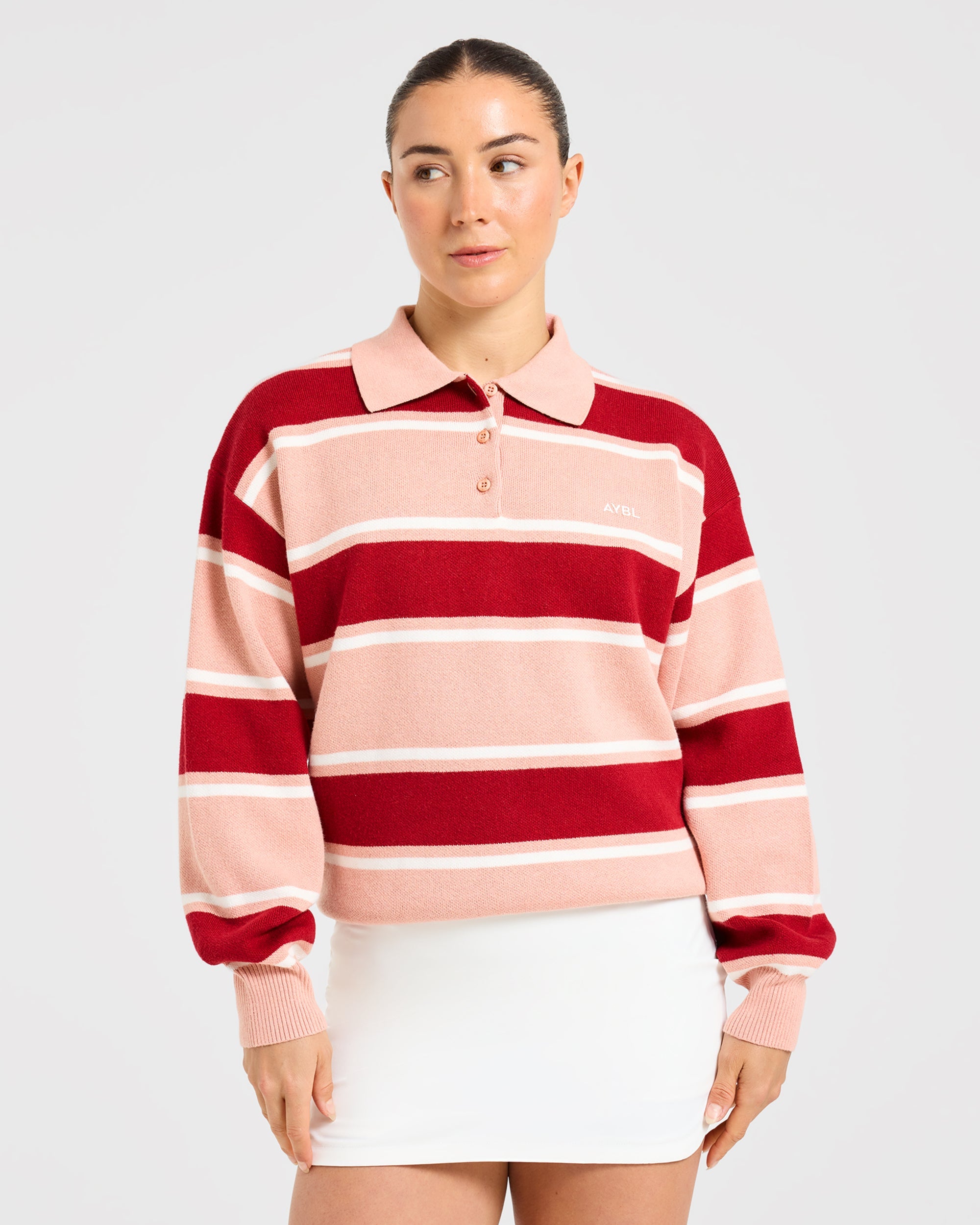 Signature Relaxed Knitted Polo - Burgundy/Rosa