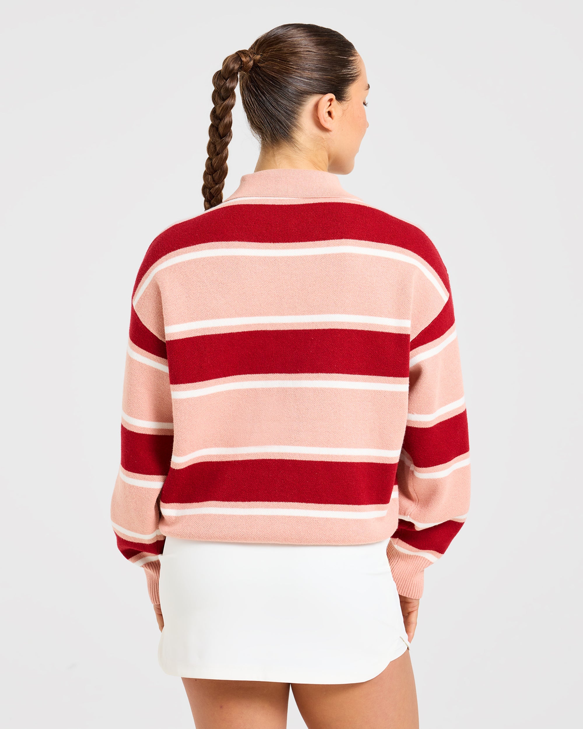 Signature Relaxed Knitted Polo - Burgundy/Rosa