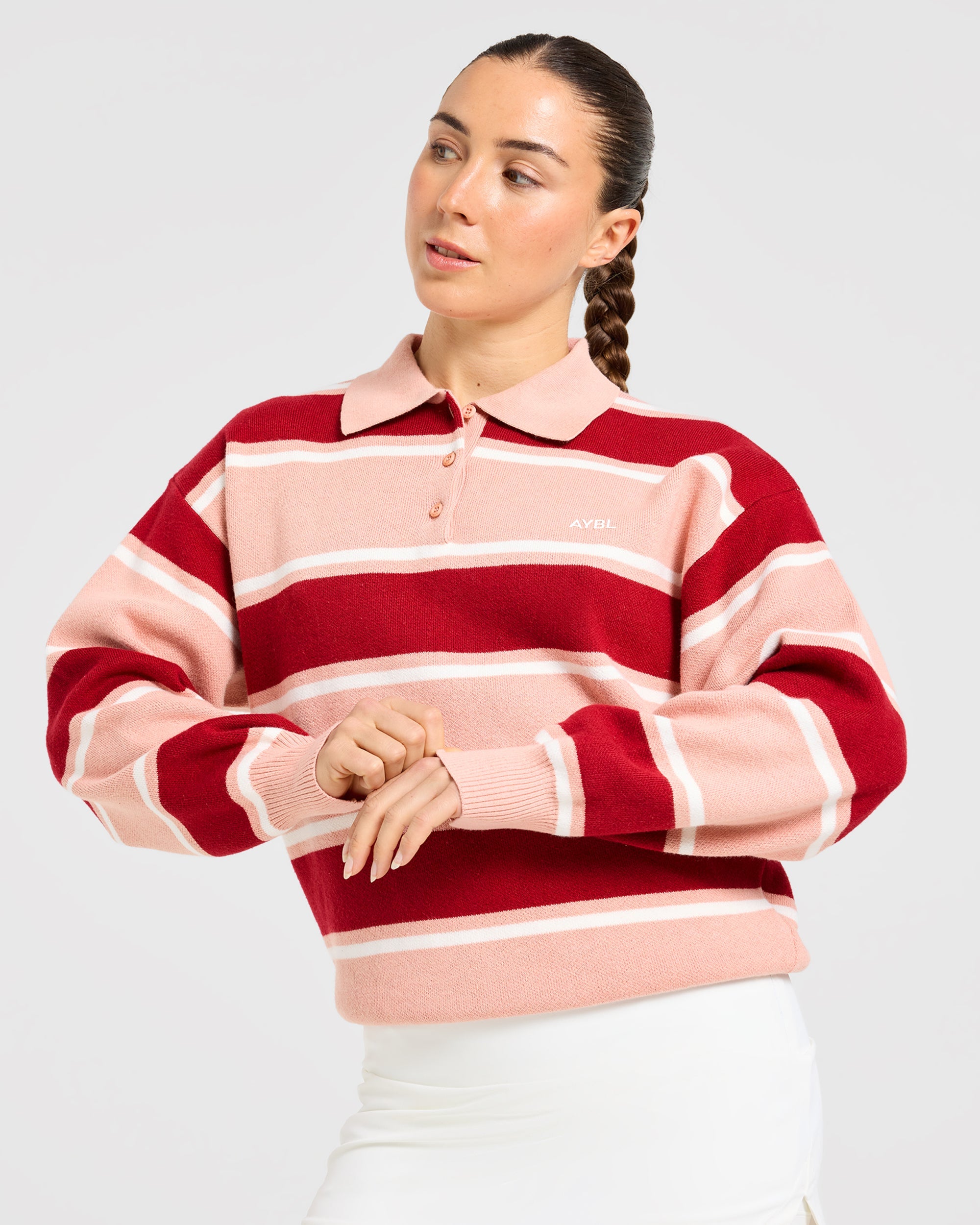 Signature Relaxed Knitted Polo - Burgundy/Rosa