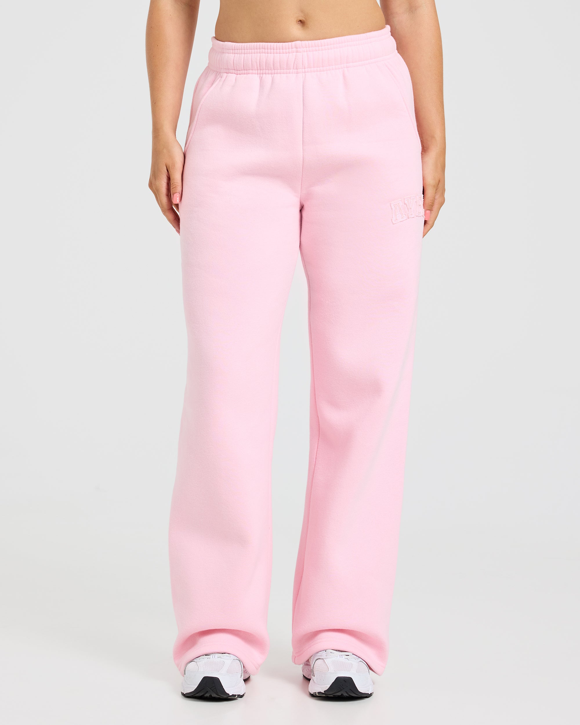 Varsity Applique Oversized Straight Leg Joggers - Baby Rosa