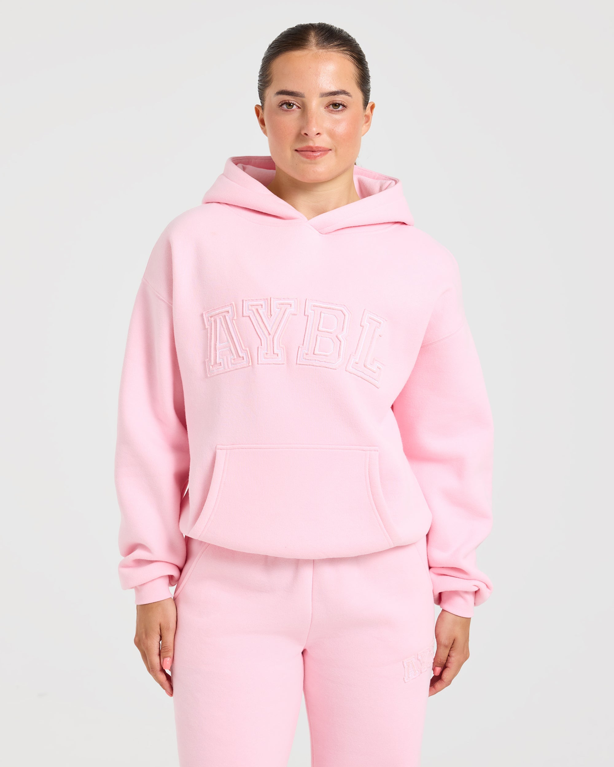 Varsity Applique Oversized Hoodie - Baby Rosa