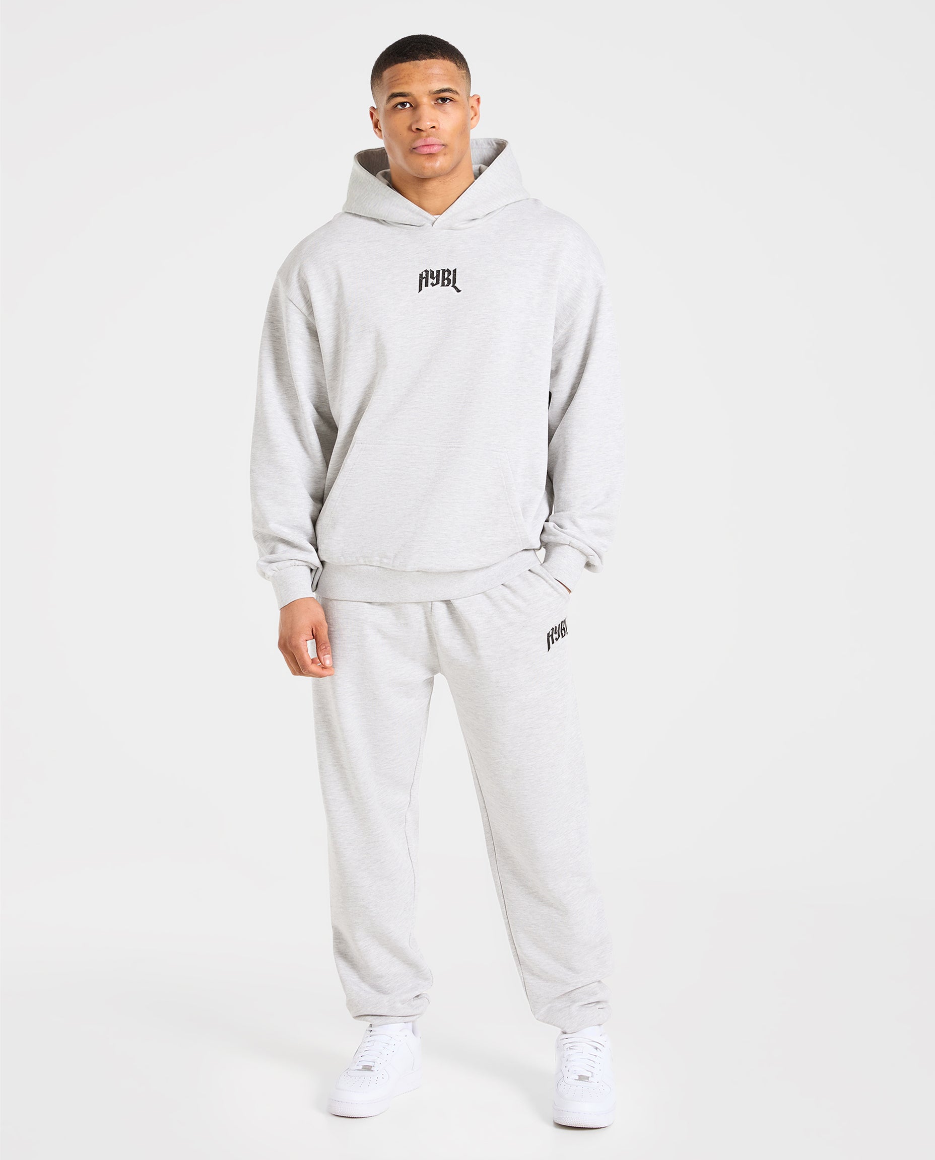 Heavy Lifting Gothic Oversized Hoodie - Grau Marl