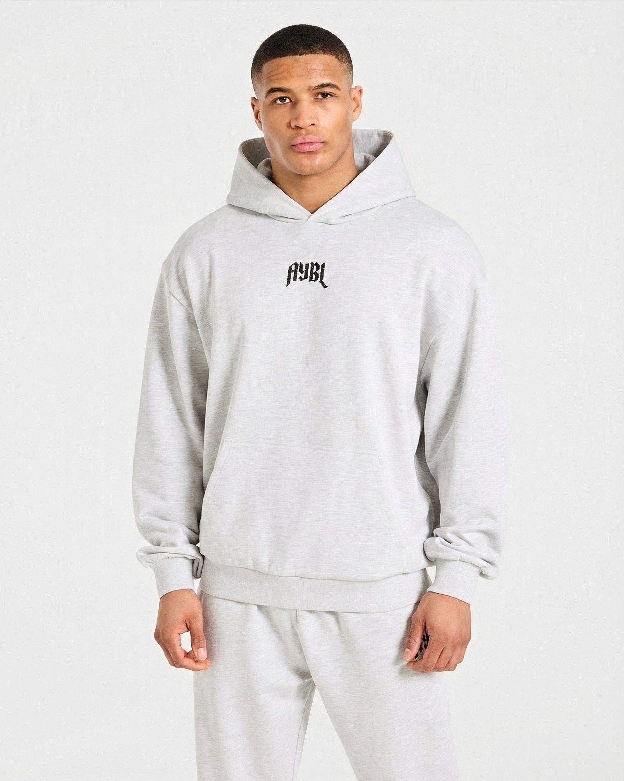 Heavy Lifting Gothic Oversized Hoodie - Grau Marl