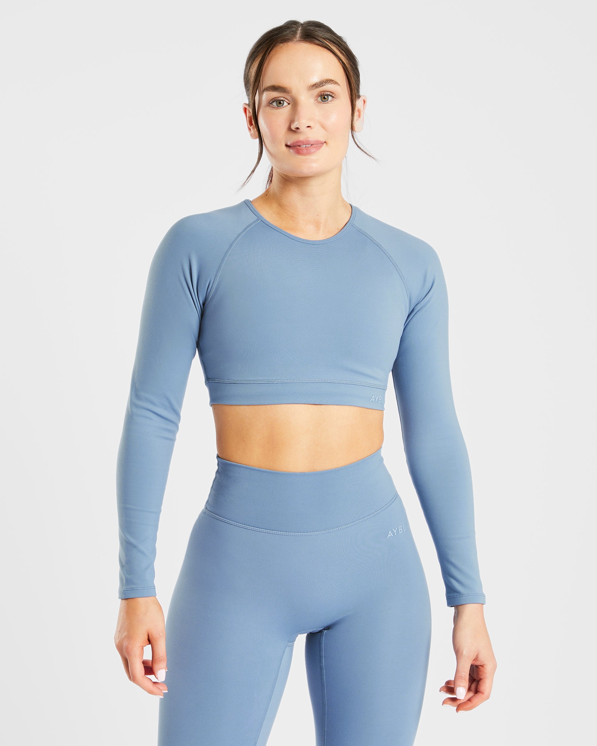 Staple Long Sleeve Crop Top - Slate Blau