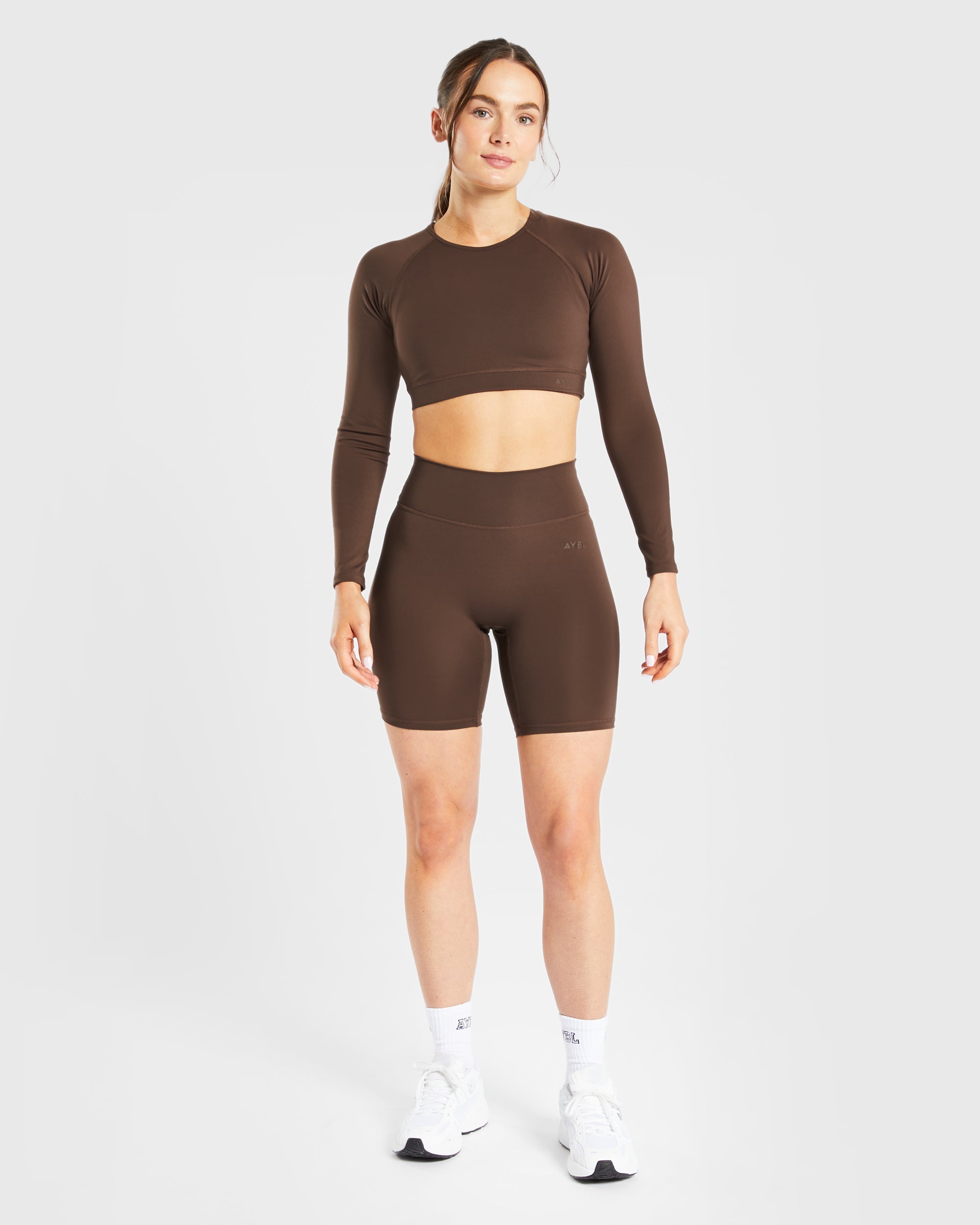 Staple Long Sleeve Crop Top - Braun