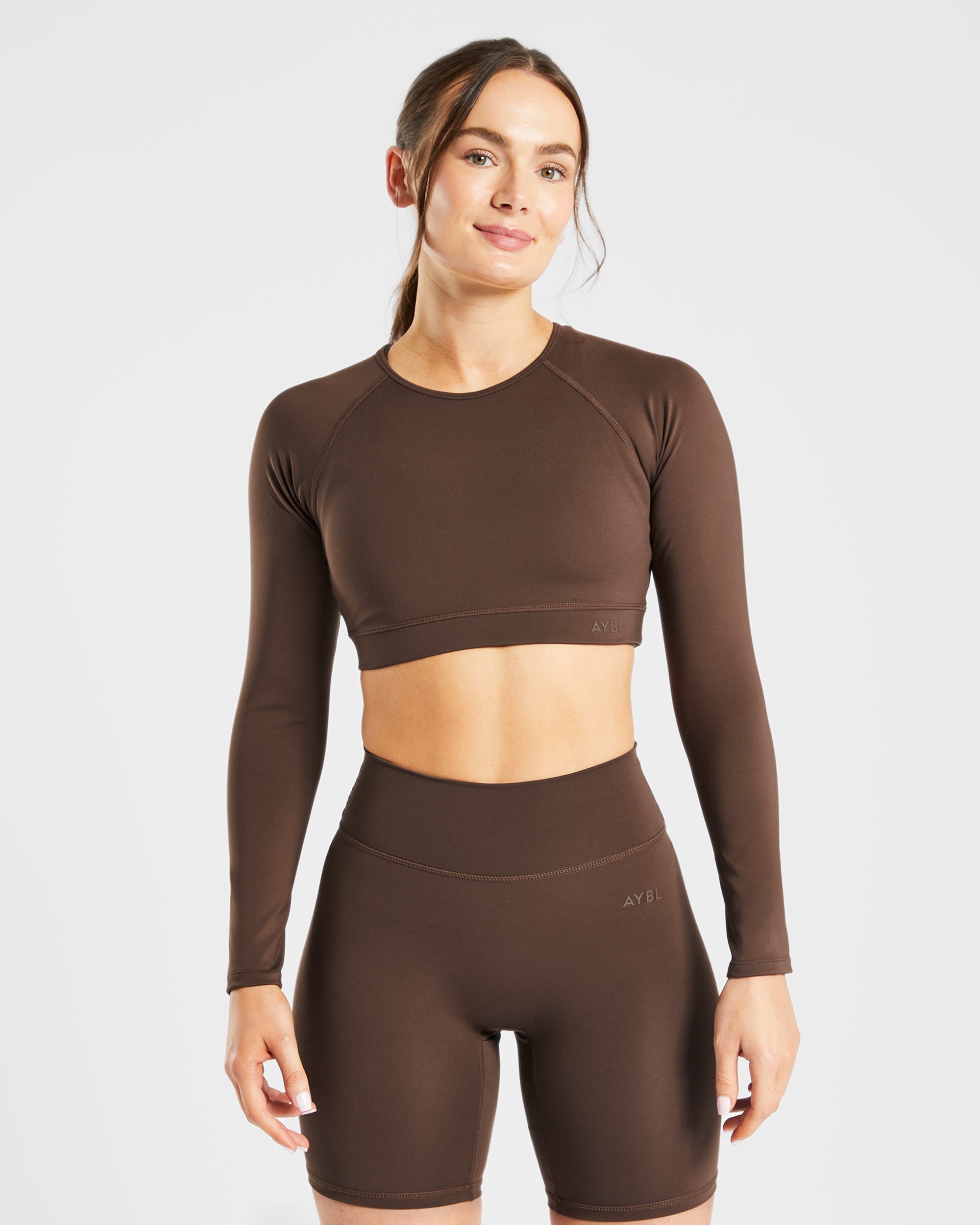 Staple Long Sleeve Crop Top - Braun