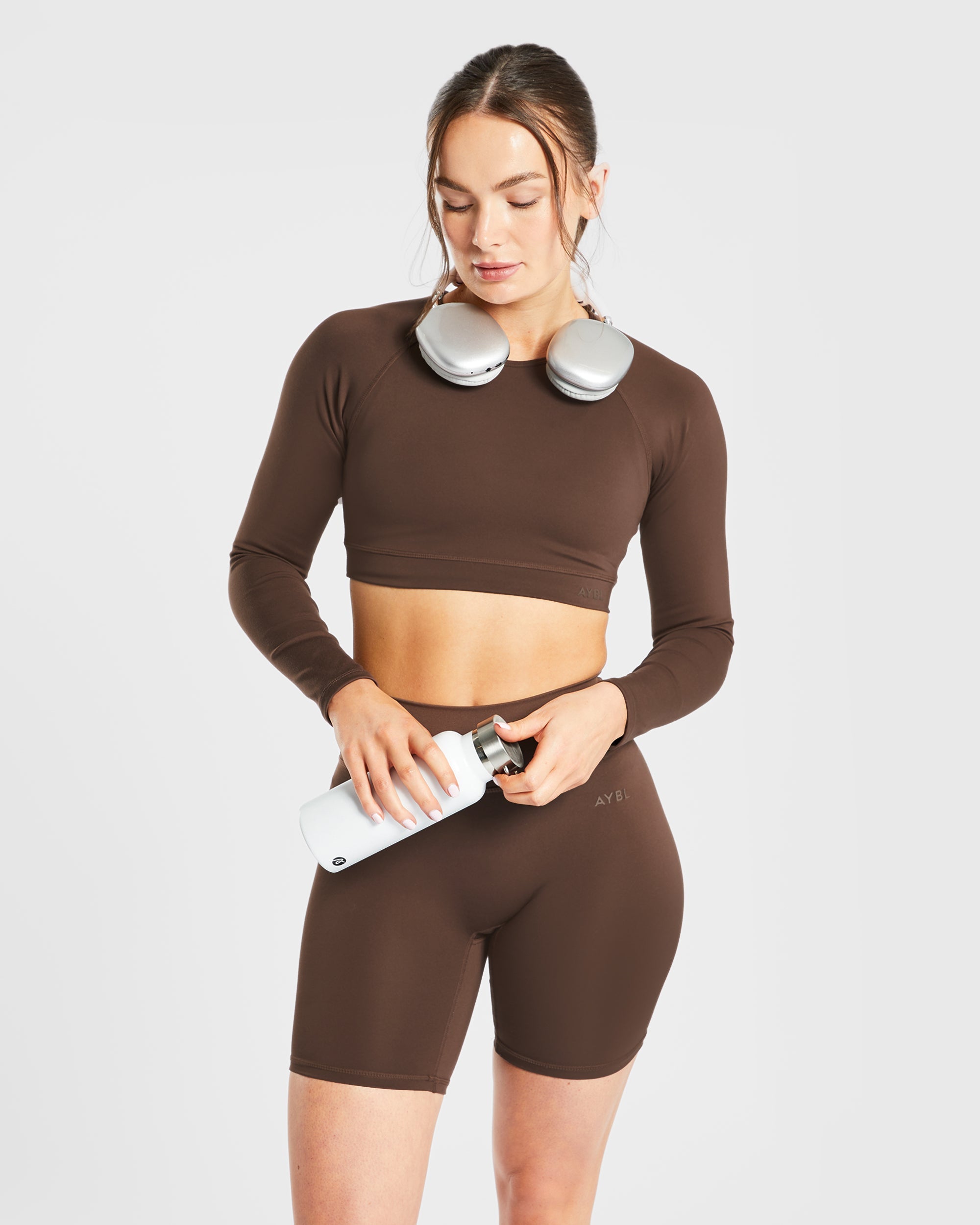 Staple Long Sleeve Crop Top - Braun