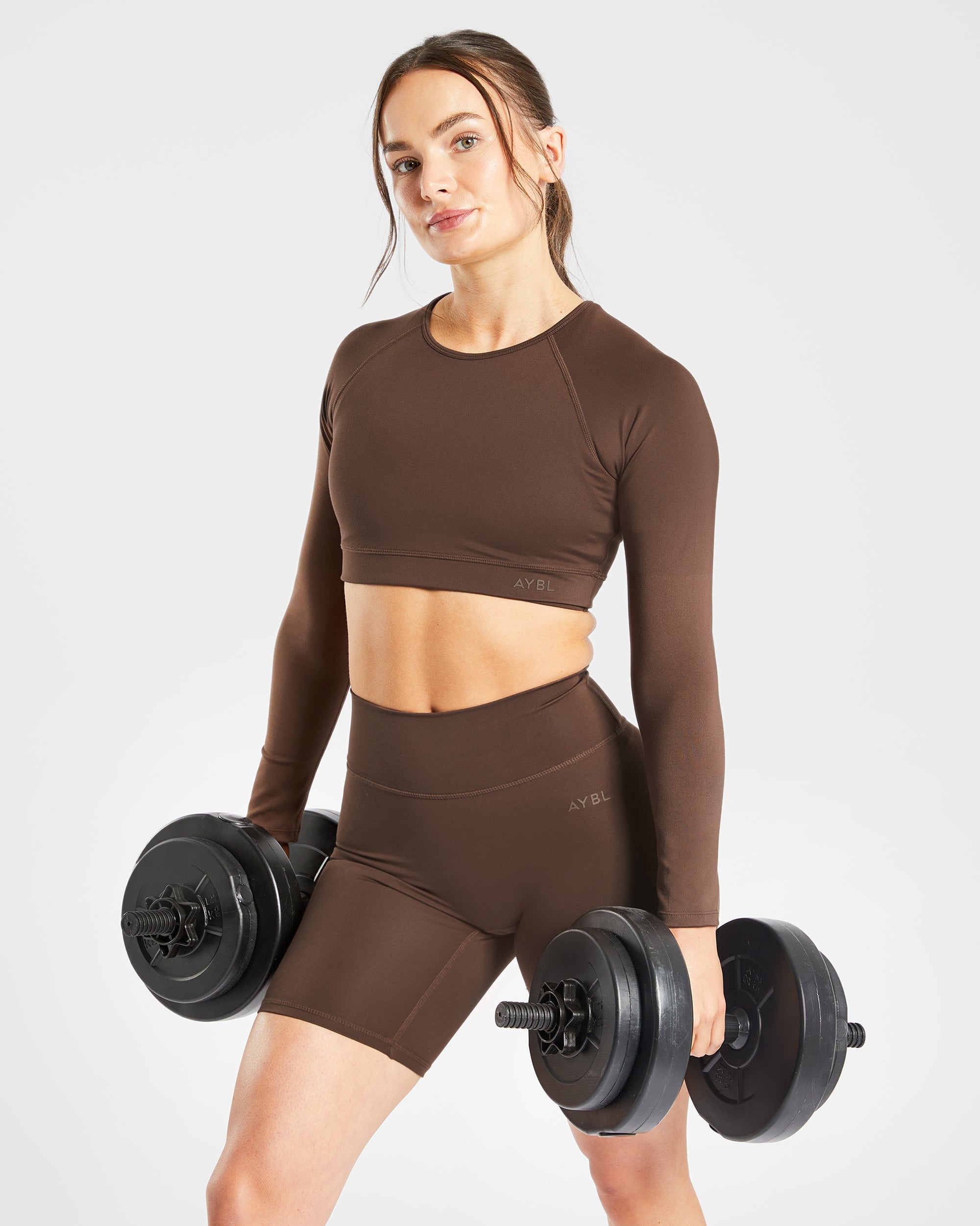 Staple Long Sleeve Crop Top - Braun