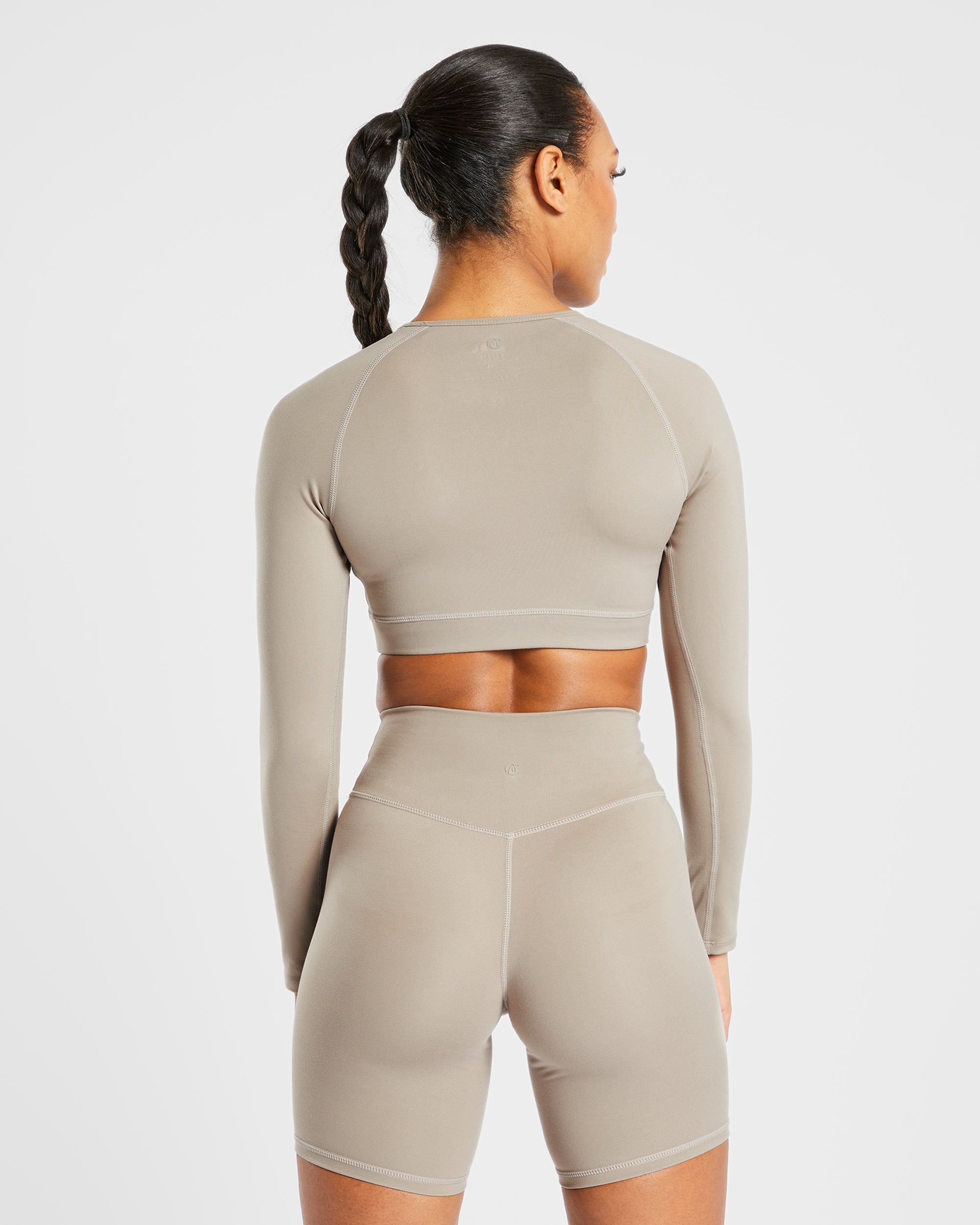 Staple Long Sleeve Crop Top - Muted Taupe