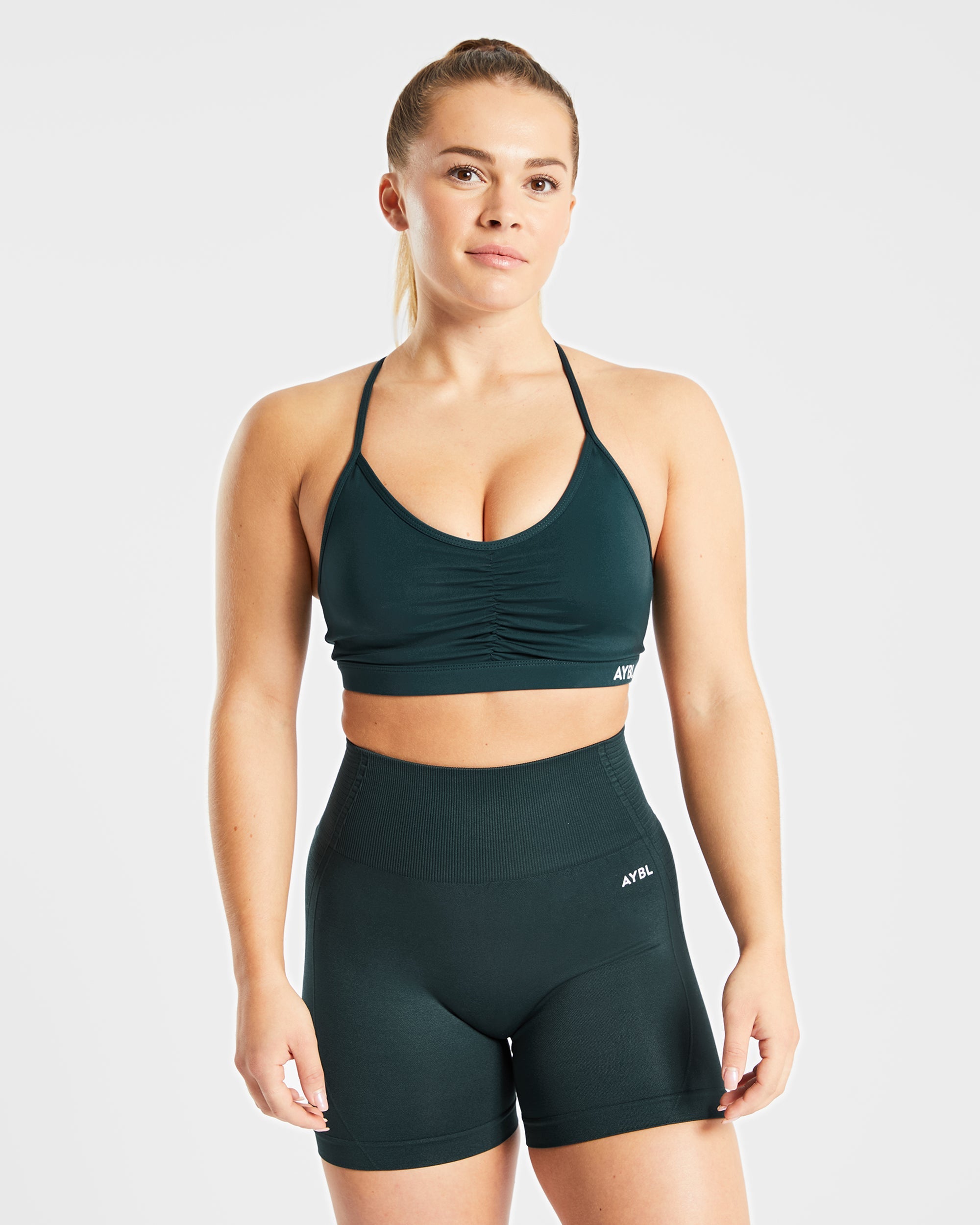 Essential Ruched Sports Bra - Forest Grün