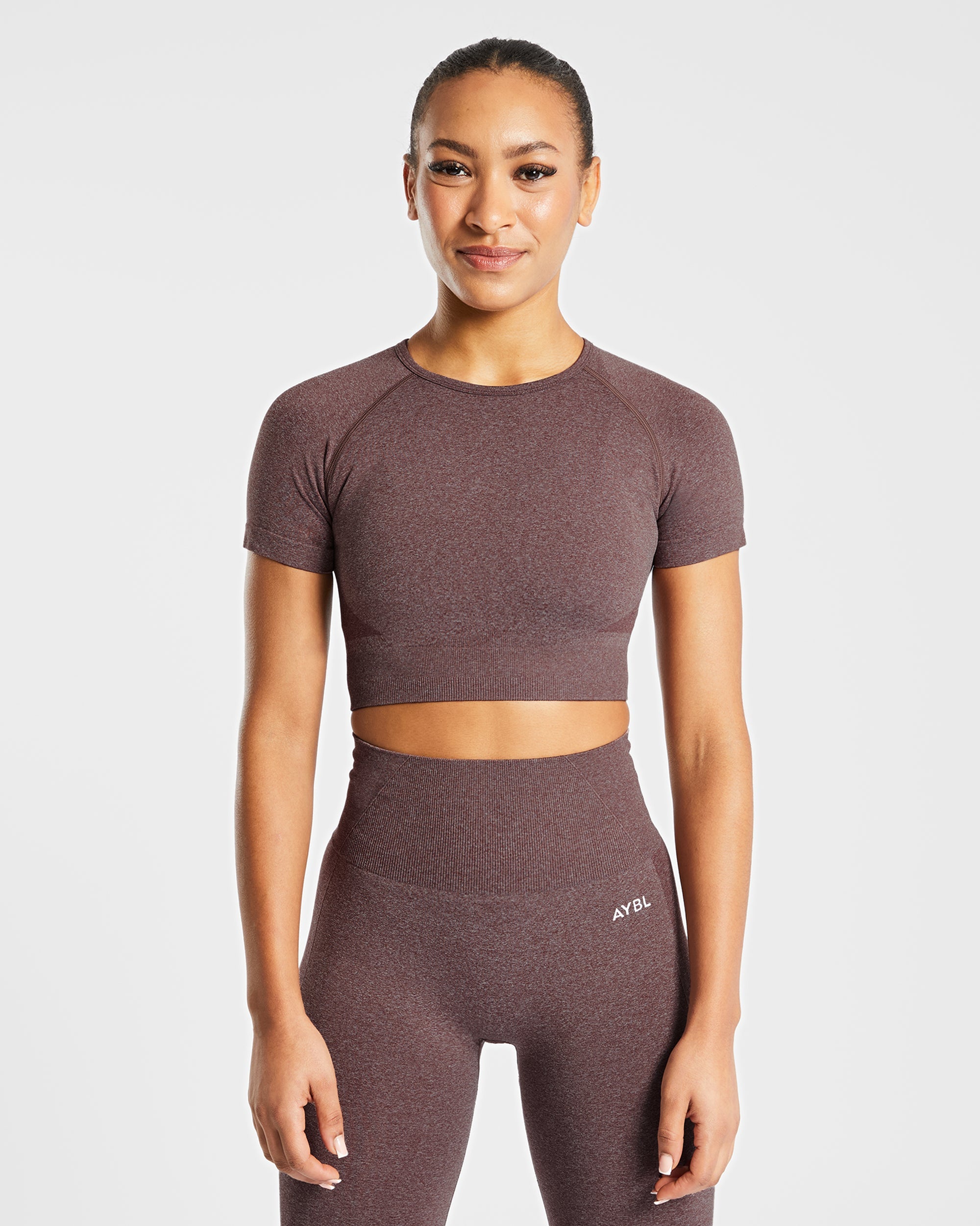 Empower Seamless Crop Top - Braun Marl