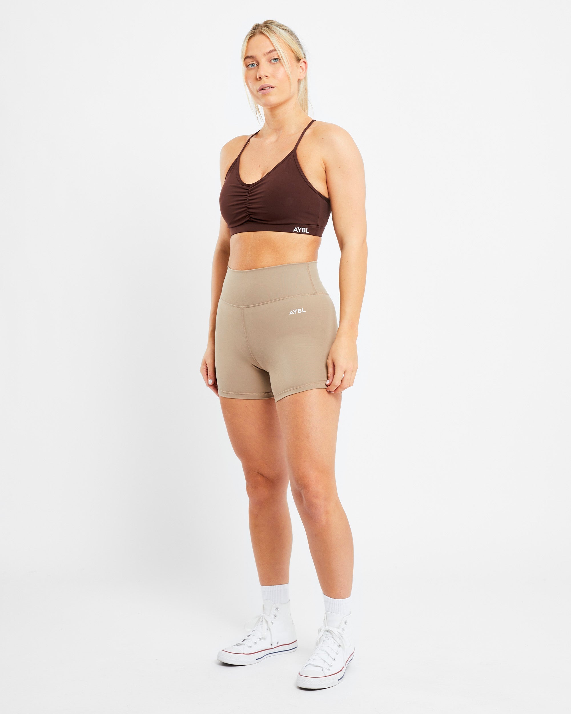 Essential Ruched Sports Bra - Chocolate Braun