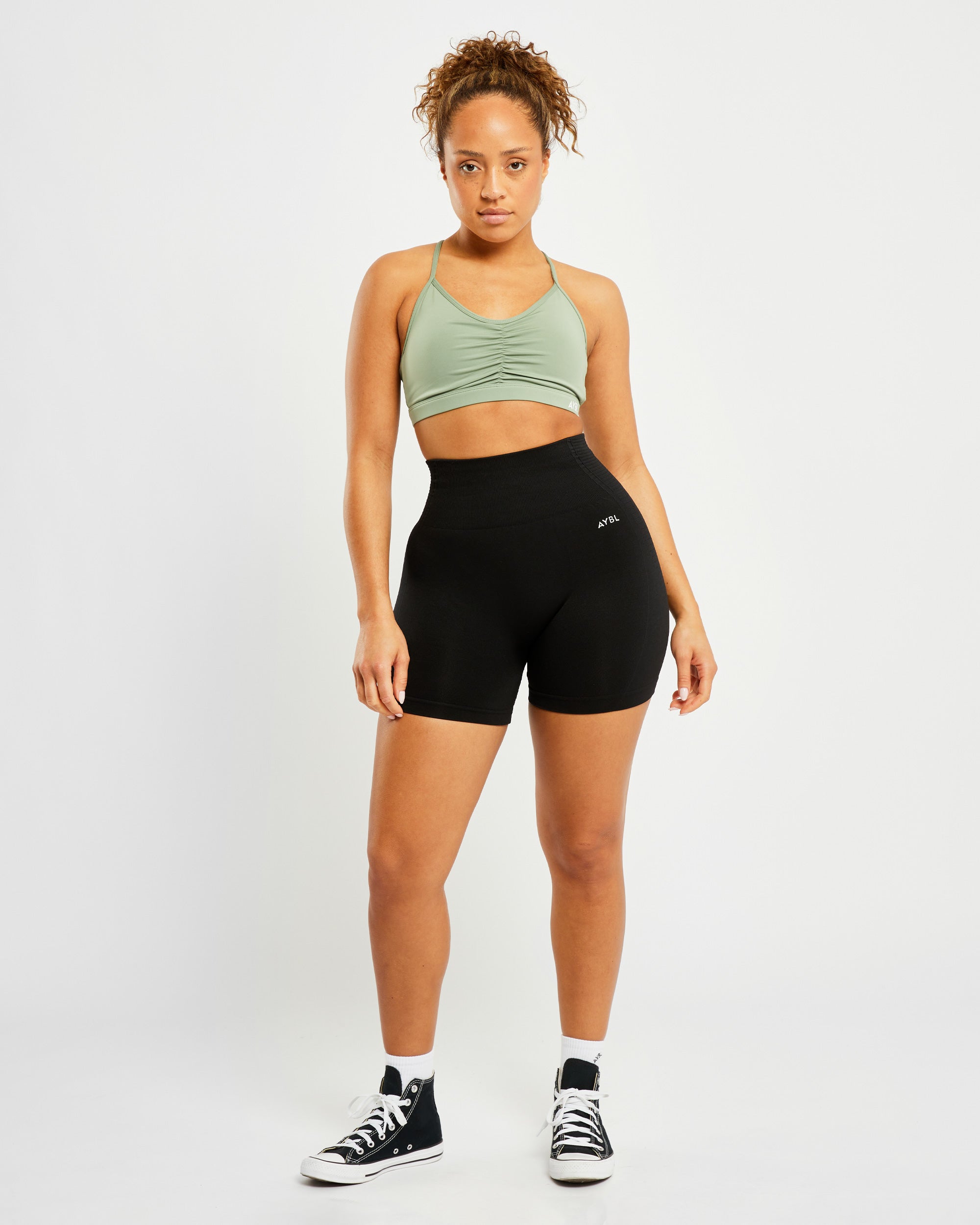 Essential Ruched Sports Bra - Olive Grün