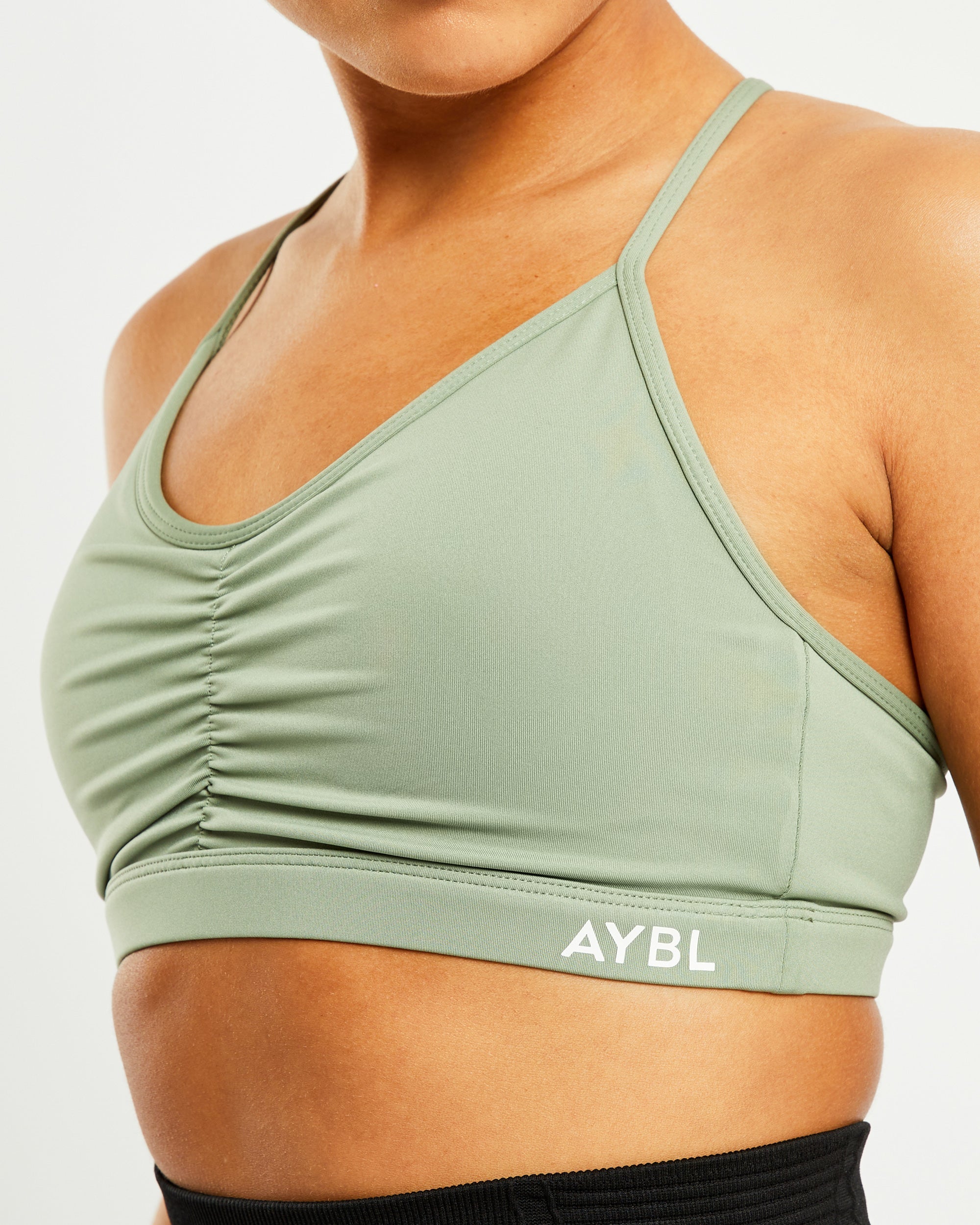 Essential Ruched Sports Bra - Olive Grün