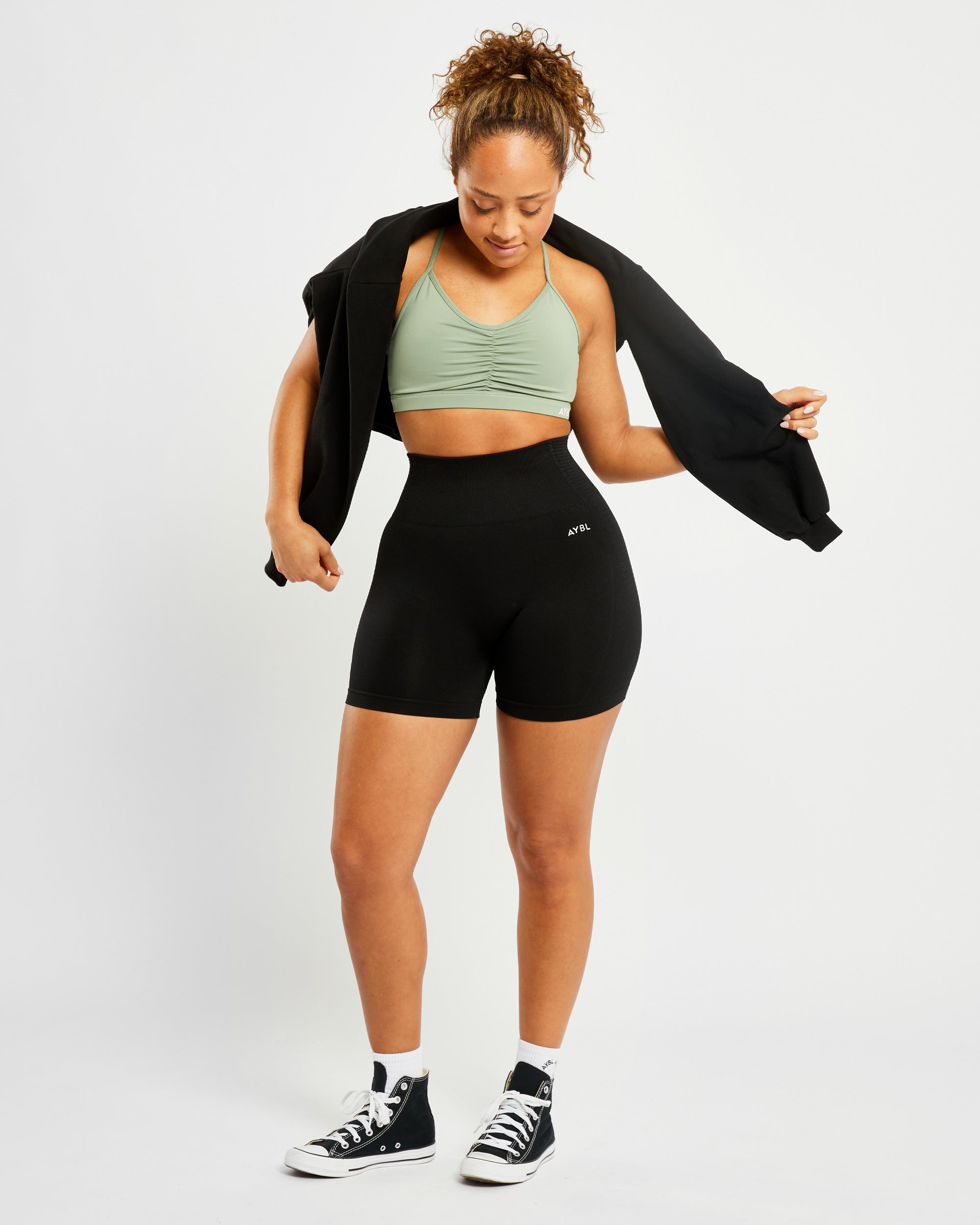 Essential Ruched Sports Bra - Olive Grün