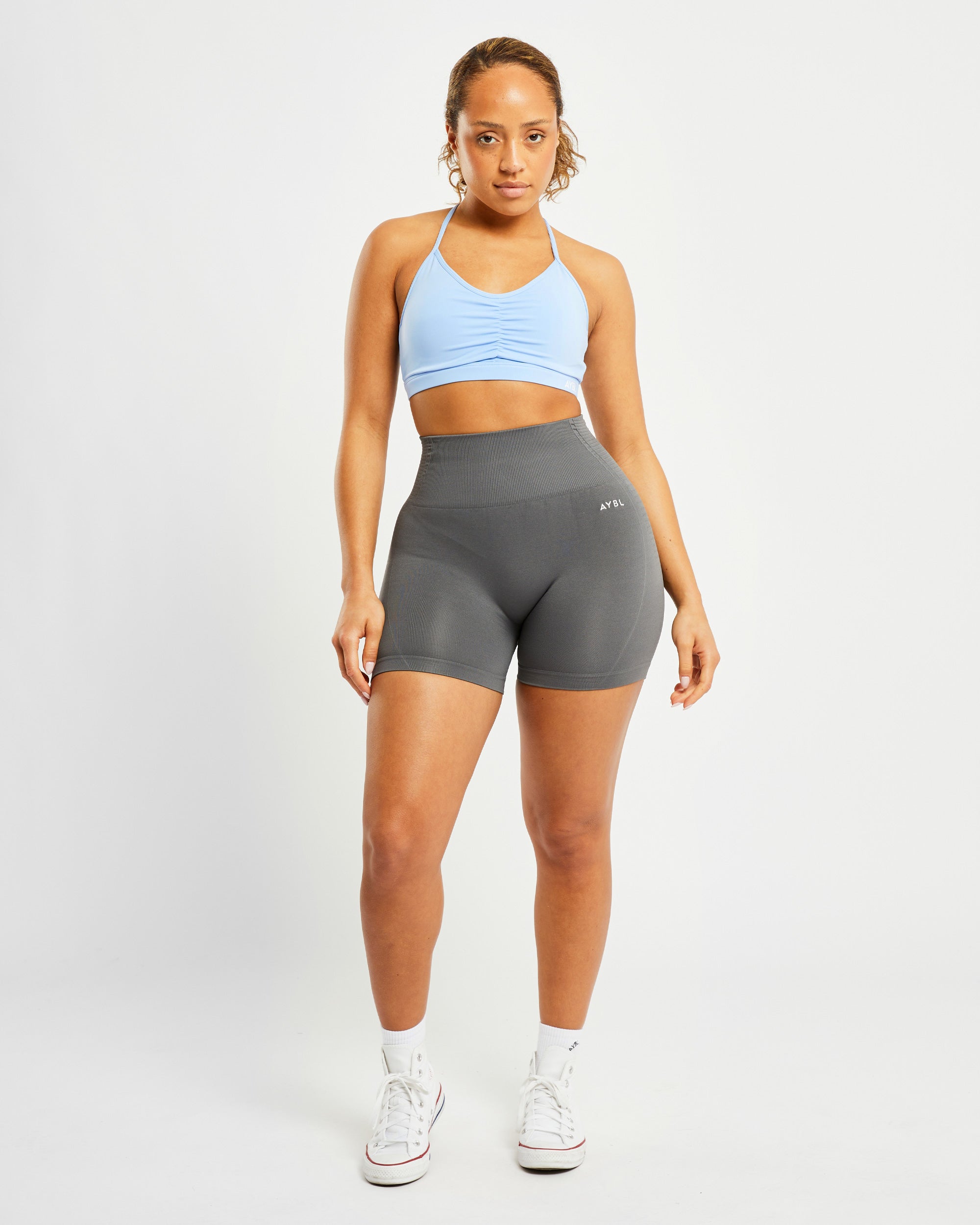 Essential Ruched Sports Bra - Powder Blau