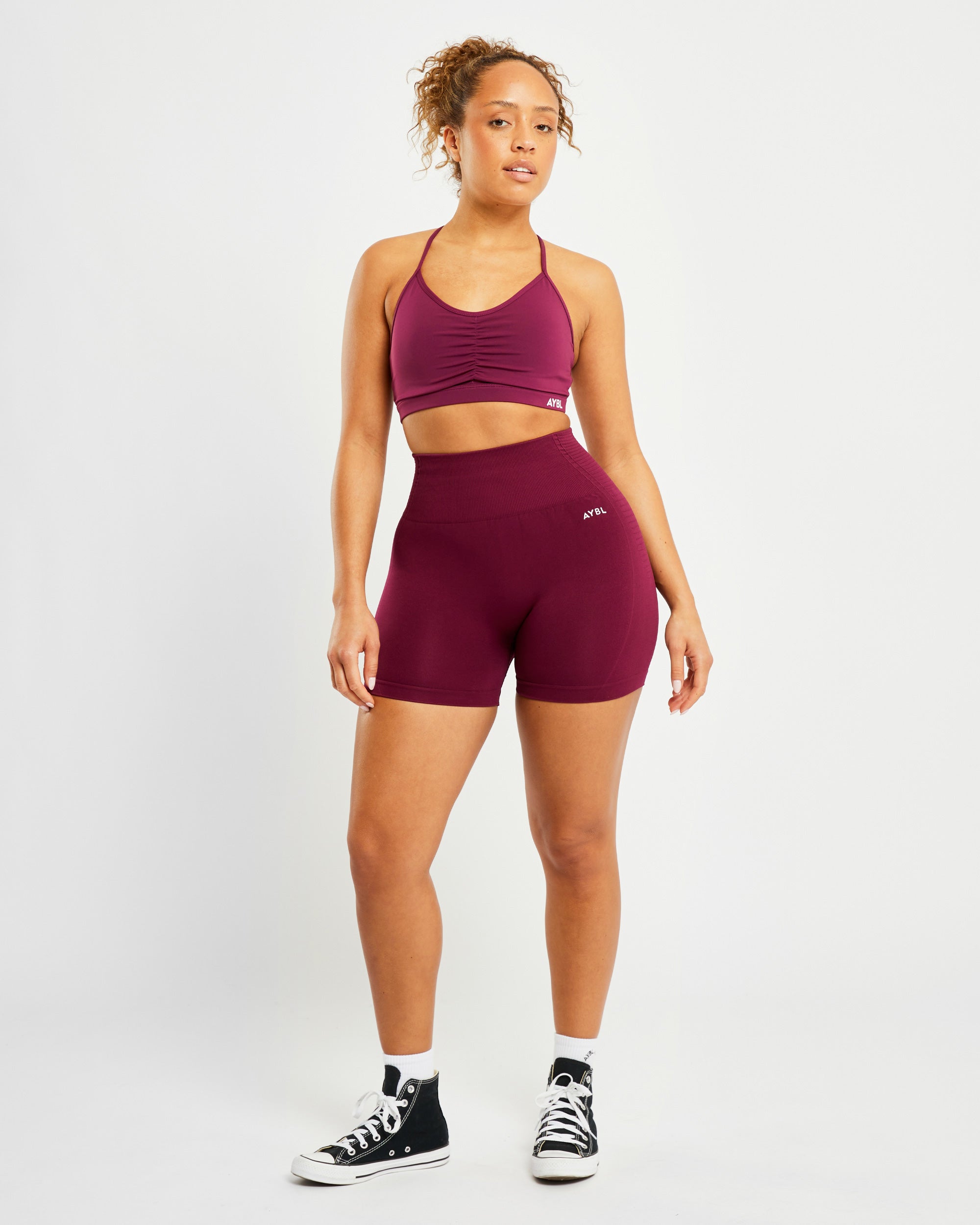 Essential Ruched Sports Bra - Lila Wine