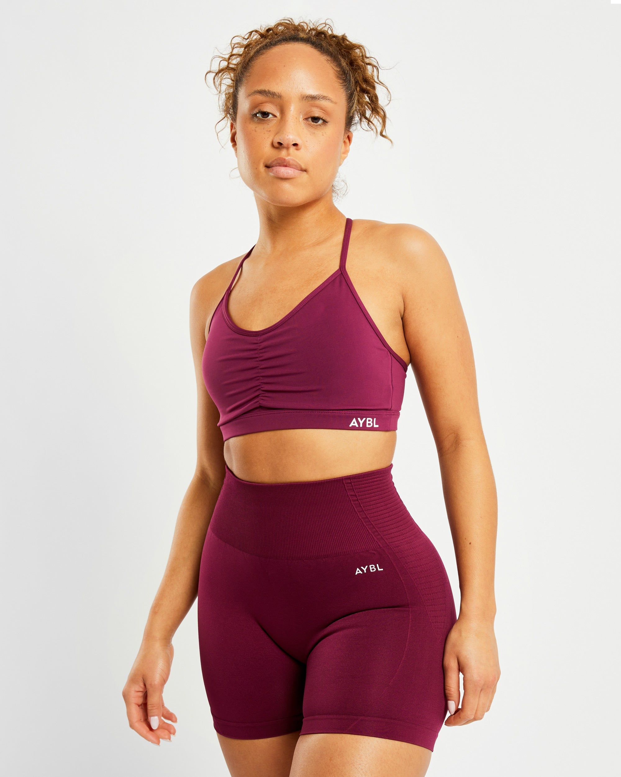 Essential Ruched Sports Bra - Lila Wine