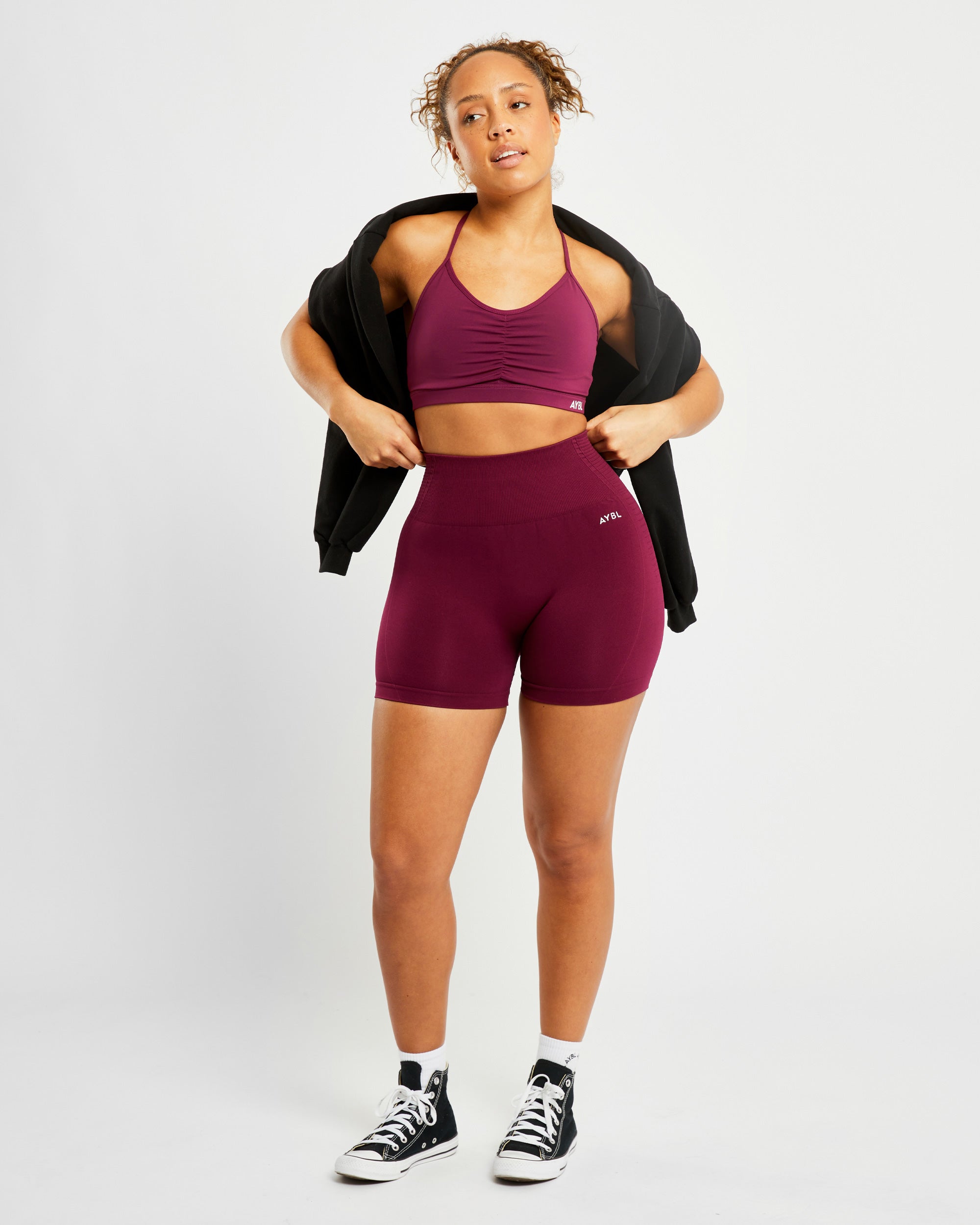 Essential Ruched Sports Bra - Lila Wine