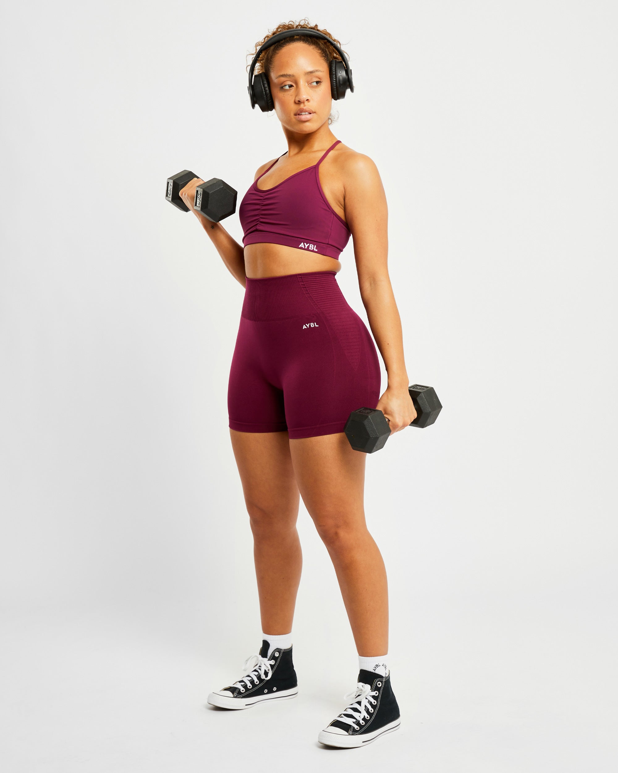 Essential Ruched Sports Bra - Lila Wine