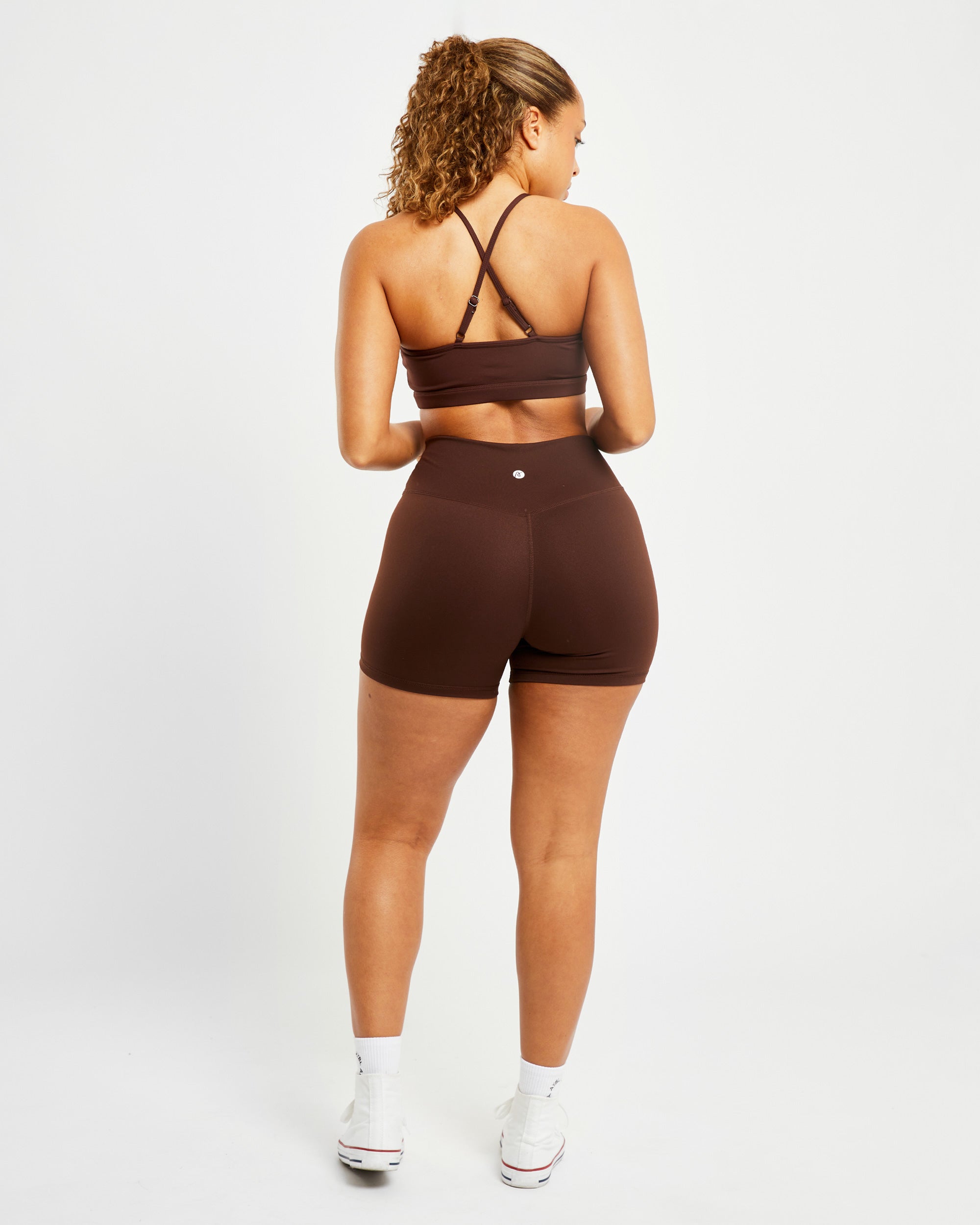 Essential V Neck Sports Bra - Chocolate Braun