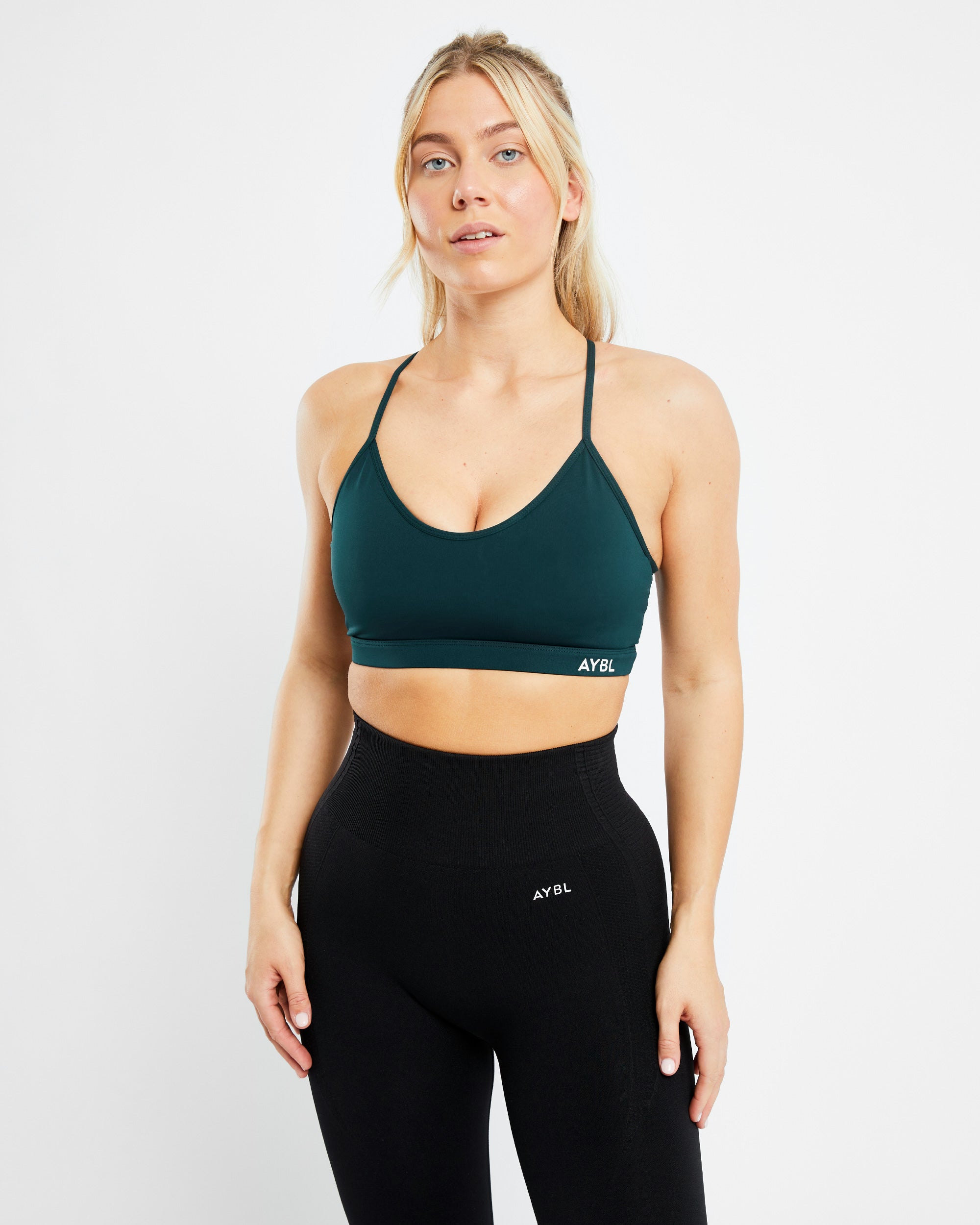 Essential V Neck Sports Bra - Forest Grün