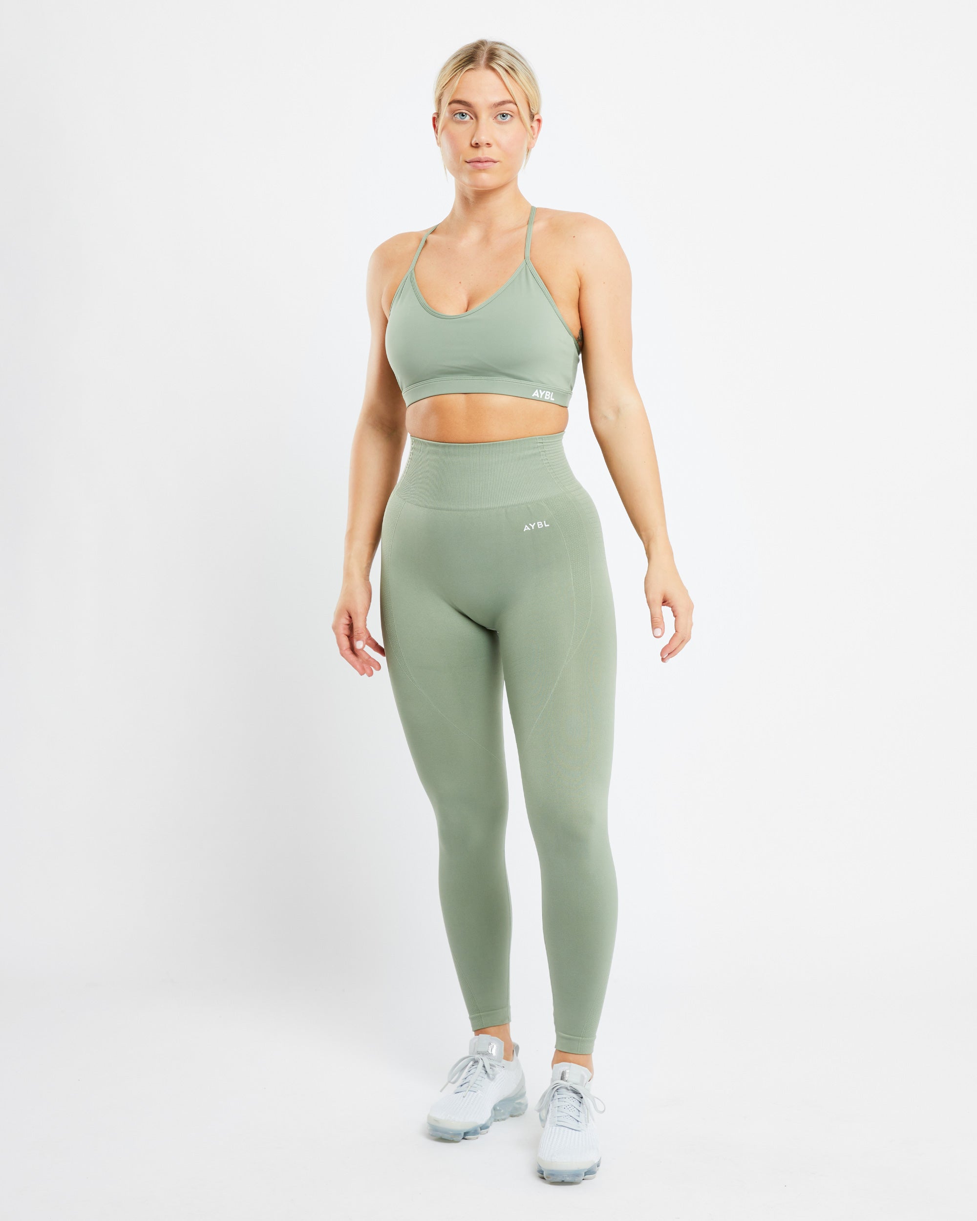 Essential V Neck Sports Bra - Olive Grün