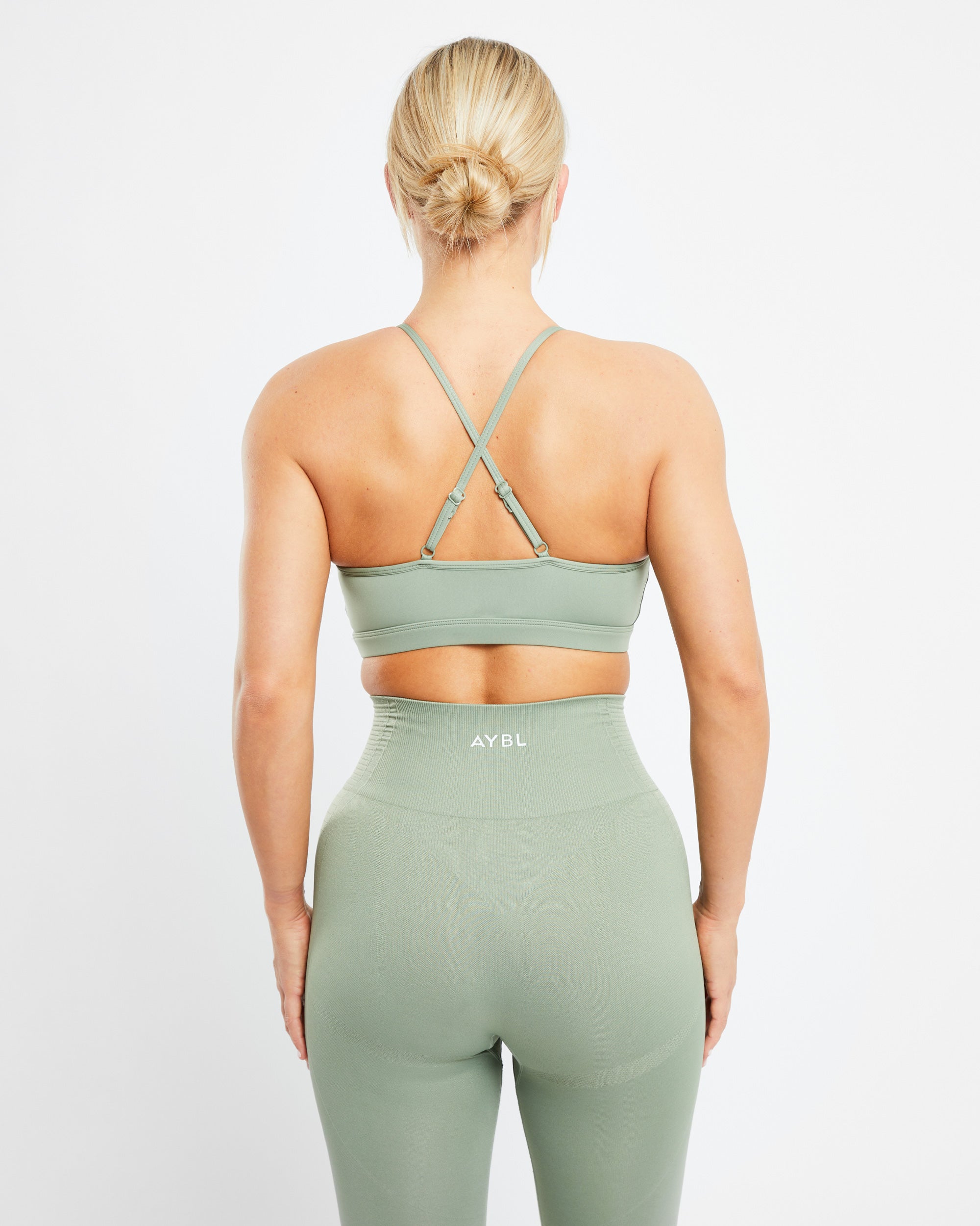 Essential V Neck Sports Bra - Olive Grün