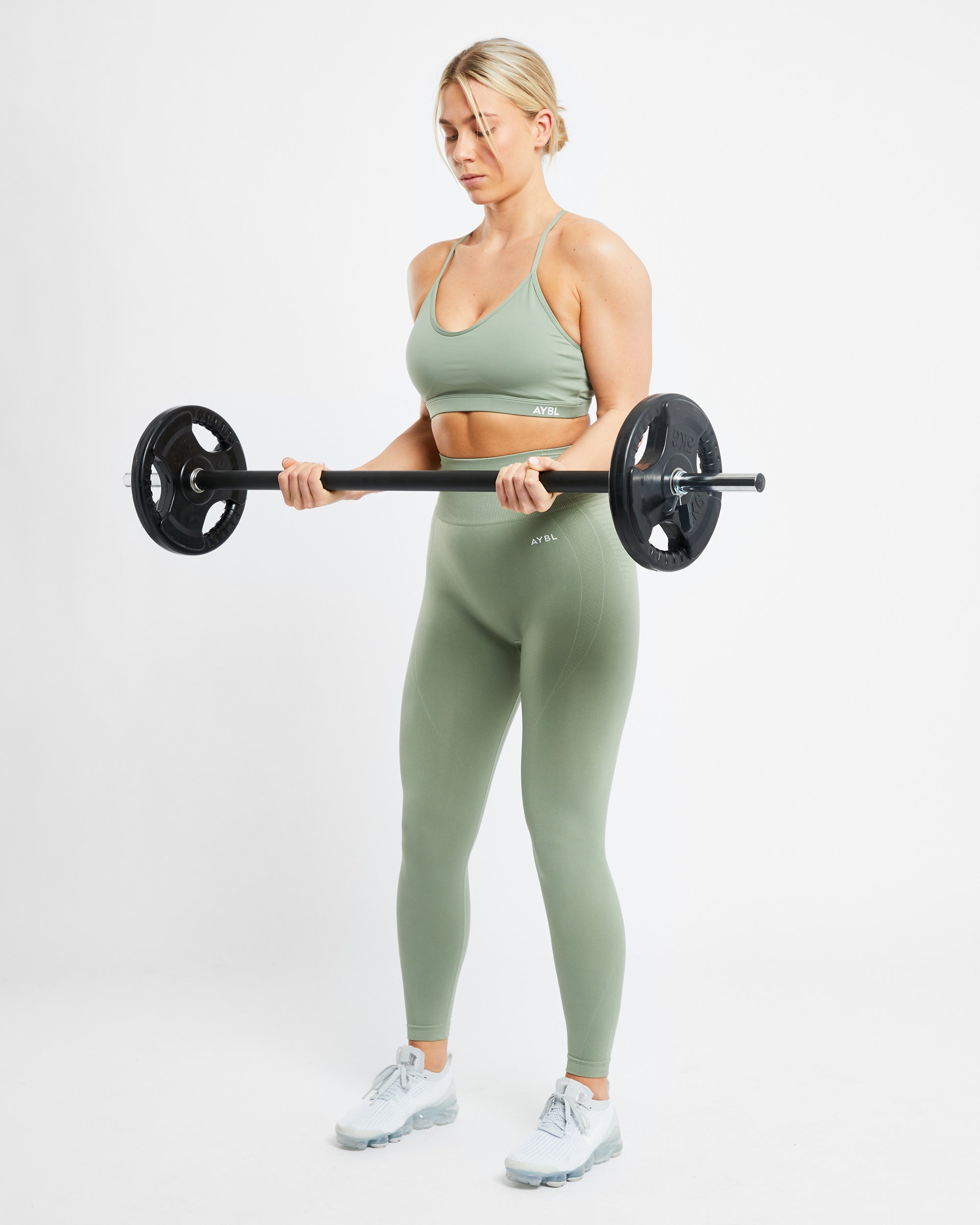 Essential V Neck Sports Bra - Olive Grün