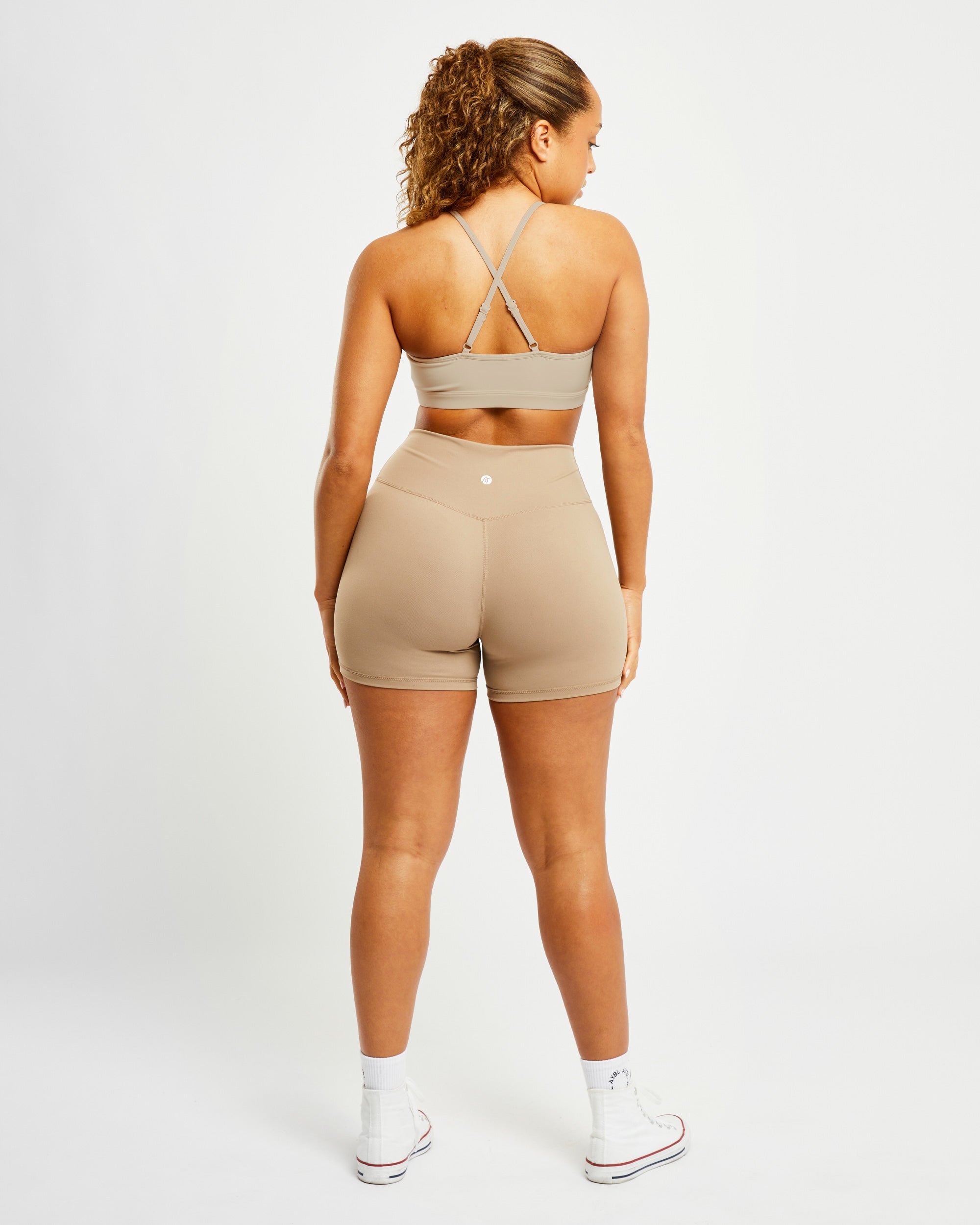 Essential V Neck Sports Bra - Mocha