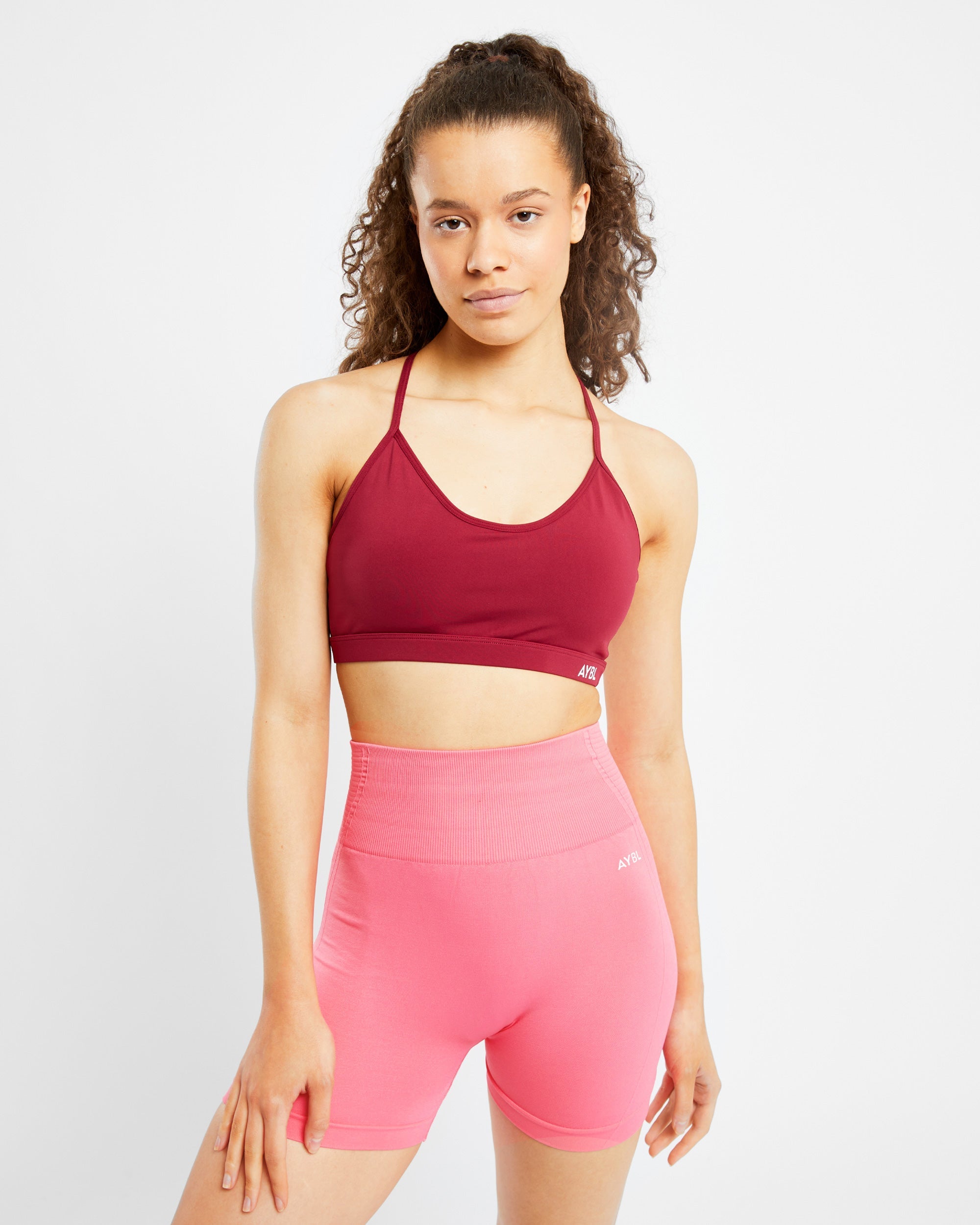 Essential V Neck Sports Bra - Rumba Rot