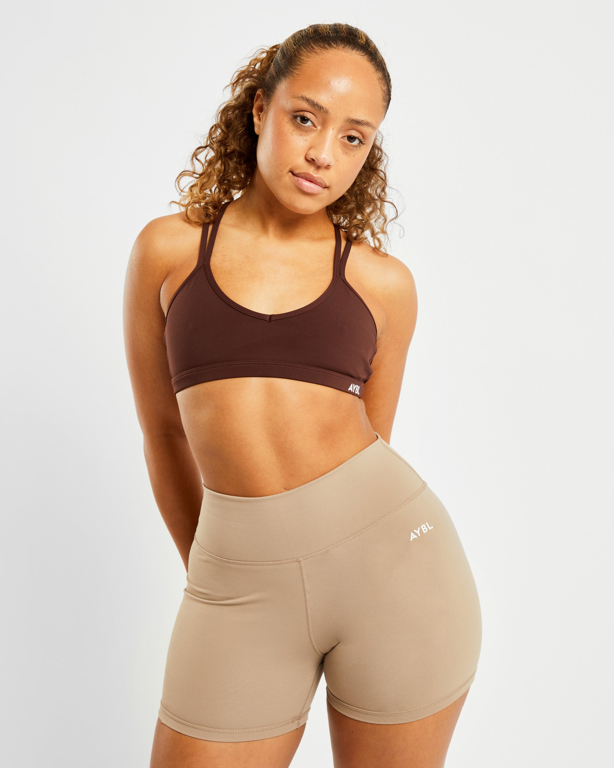 Essential Strappy Sports Bra - Chocolate Braun