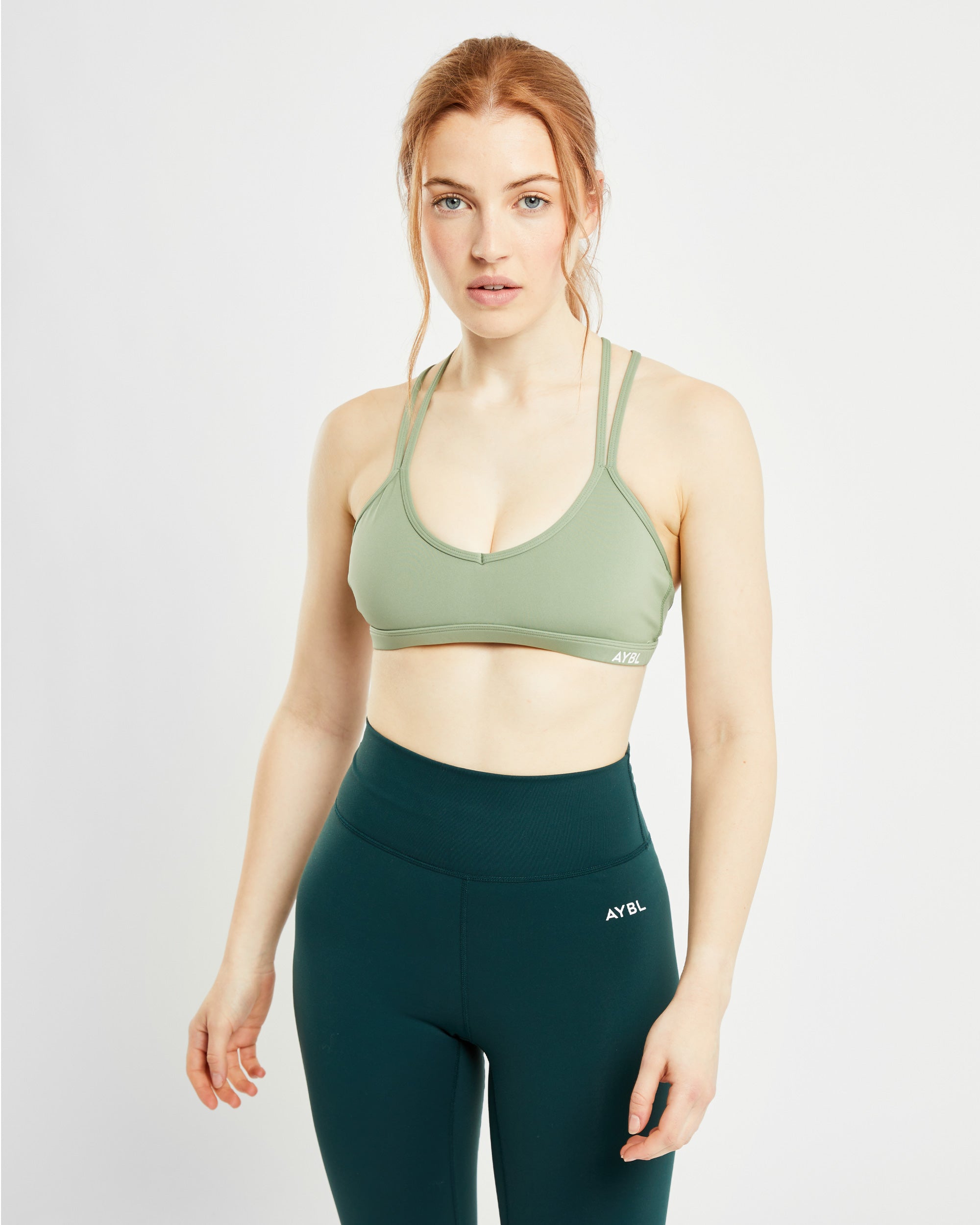 Essential Strappy Sports Bra - Olive Grün