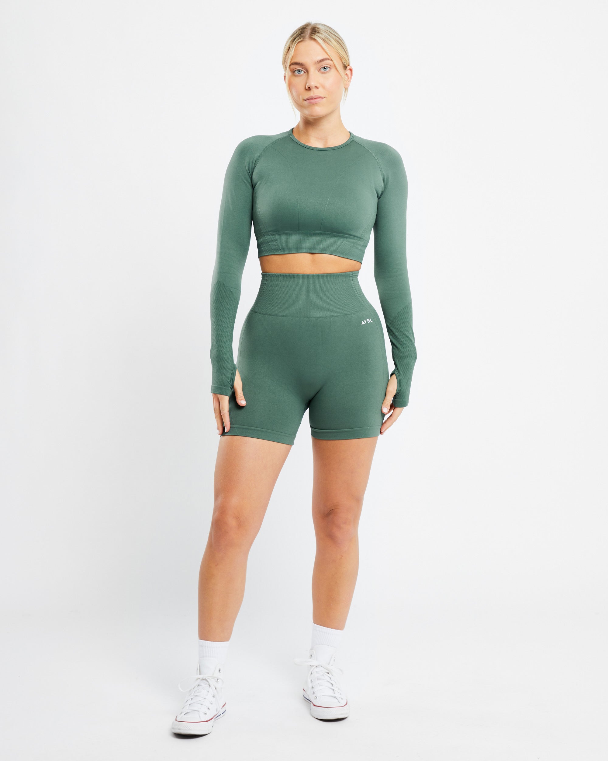 Balance V2 Seamless Long Sleeve Crop Top - Grün