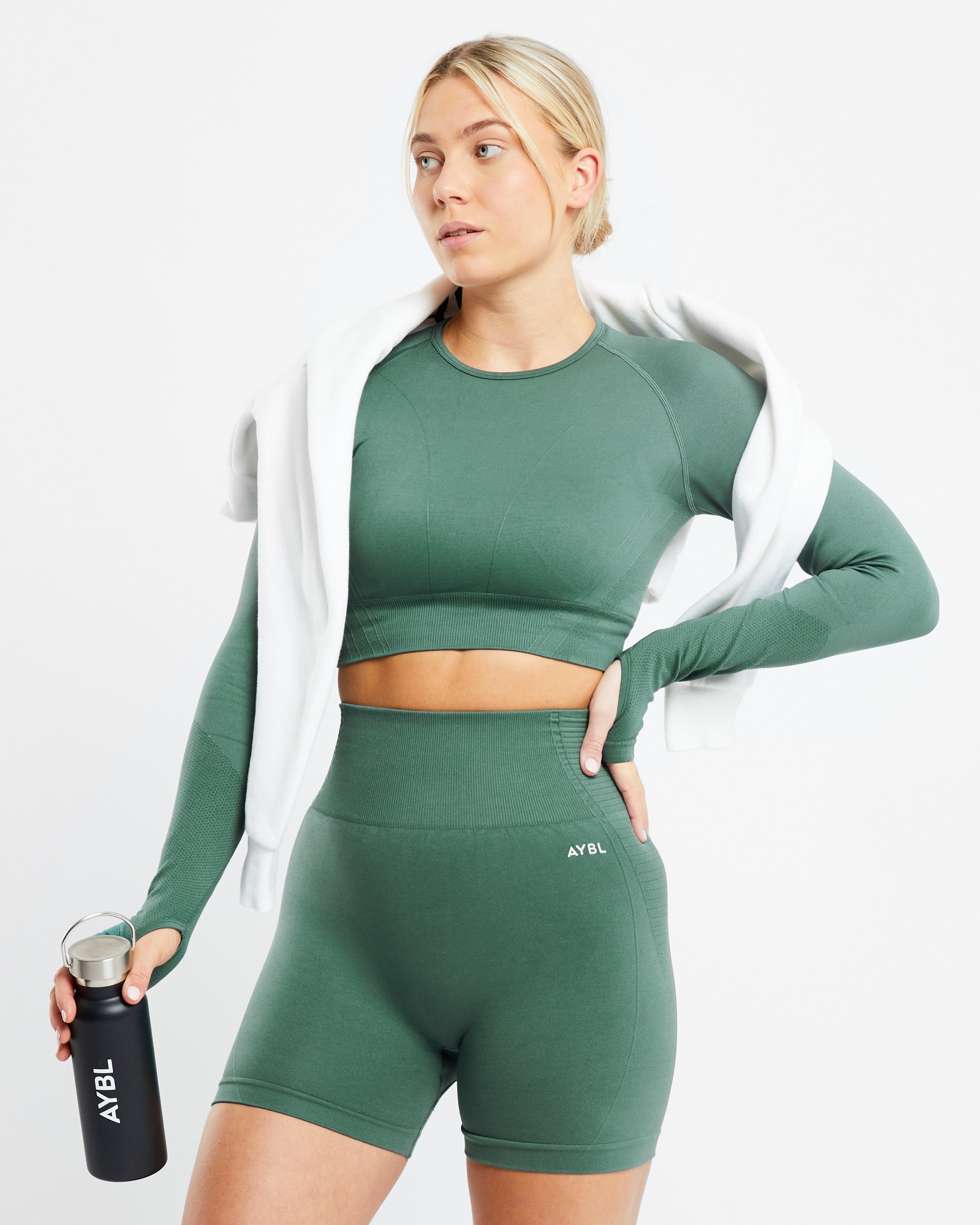 Balance V2 Seamless Long Sleeve Crop Top - Grün