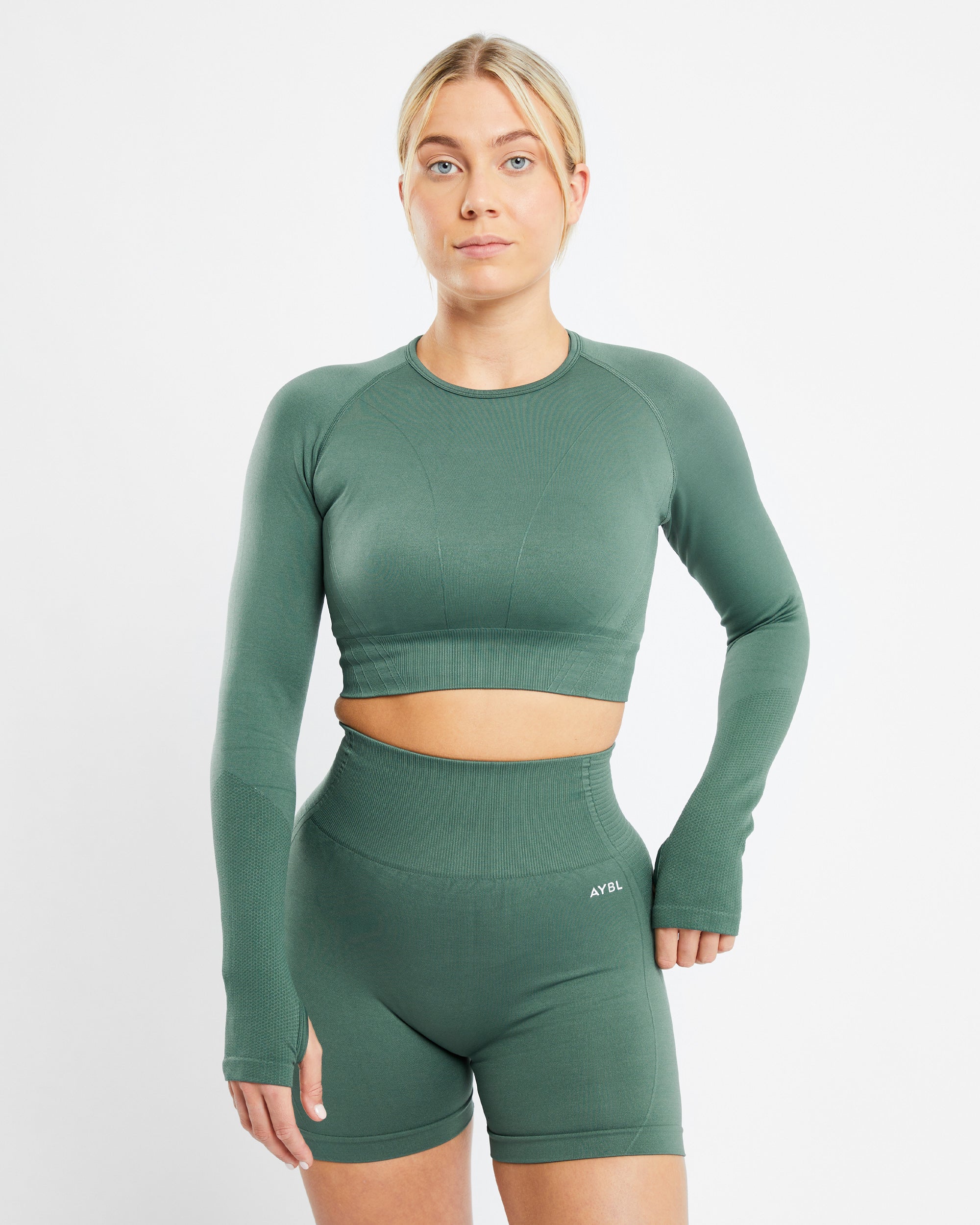 Balance V2 Seamless Long Sleeve Crop Top - Grün