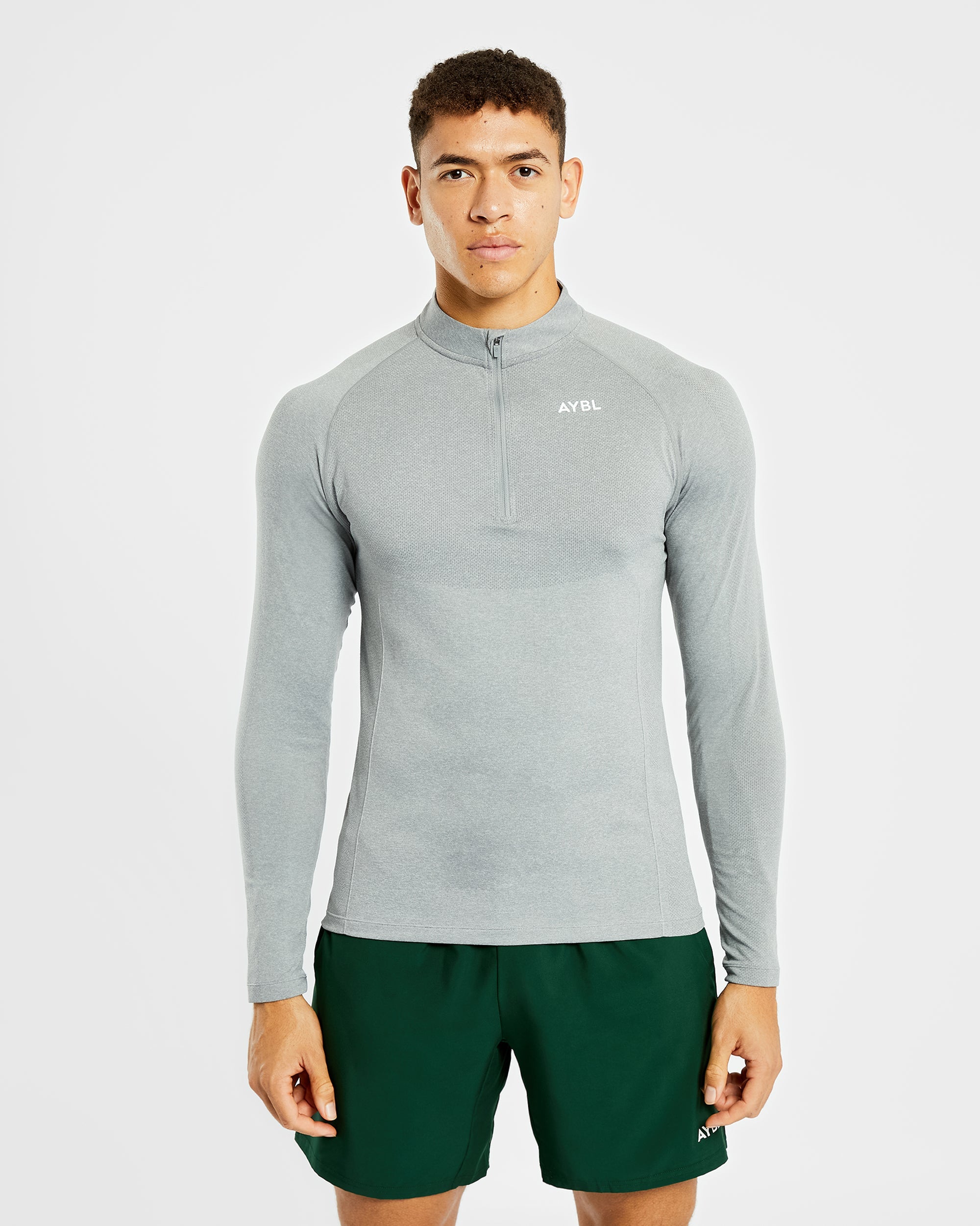 Essential Seamless 1/4 Zip Pullover - Grau Marl