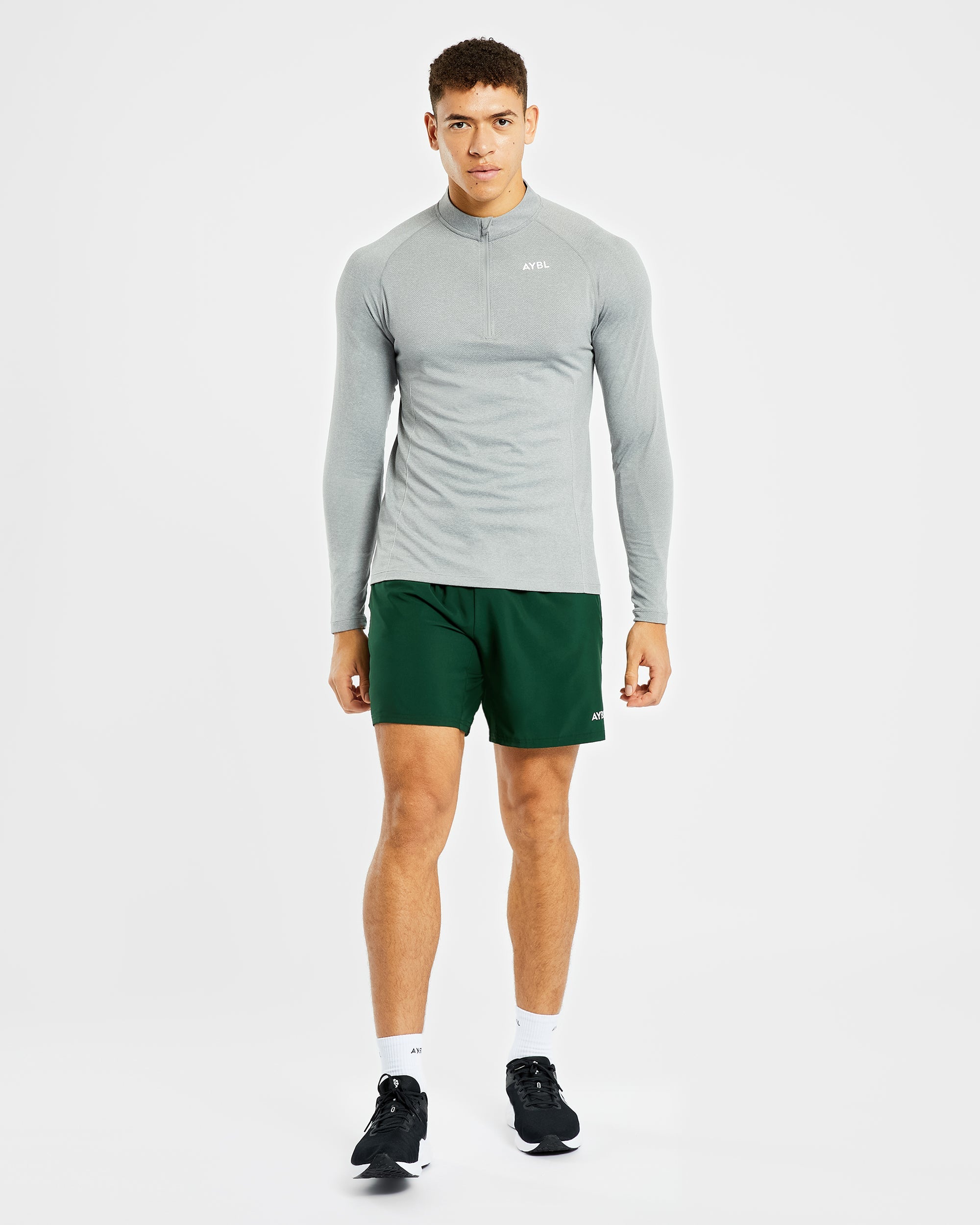 Essential Seamless 1/4 Zip Pullover - Grau Marl