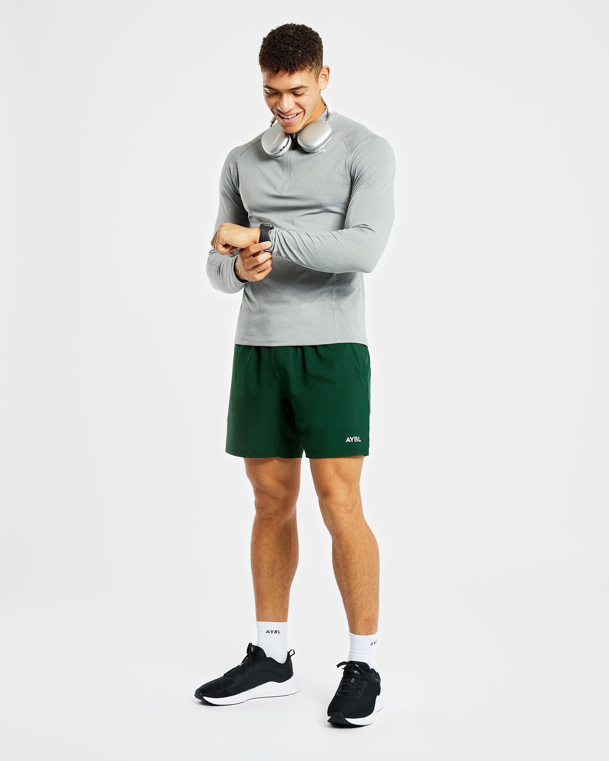 Essential Seamless 1/4 Zip Pullover - Grau Marl