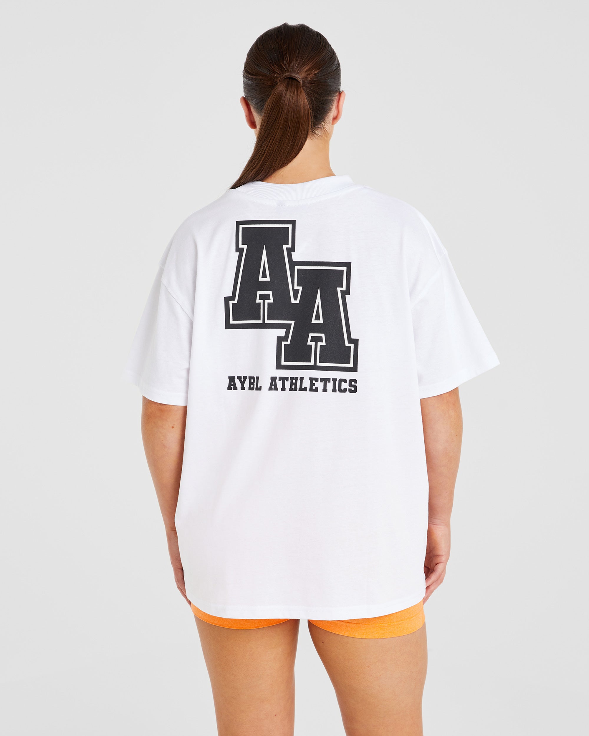 Athletics Slogan Oversized T Shirt - Weiß