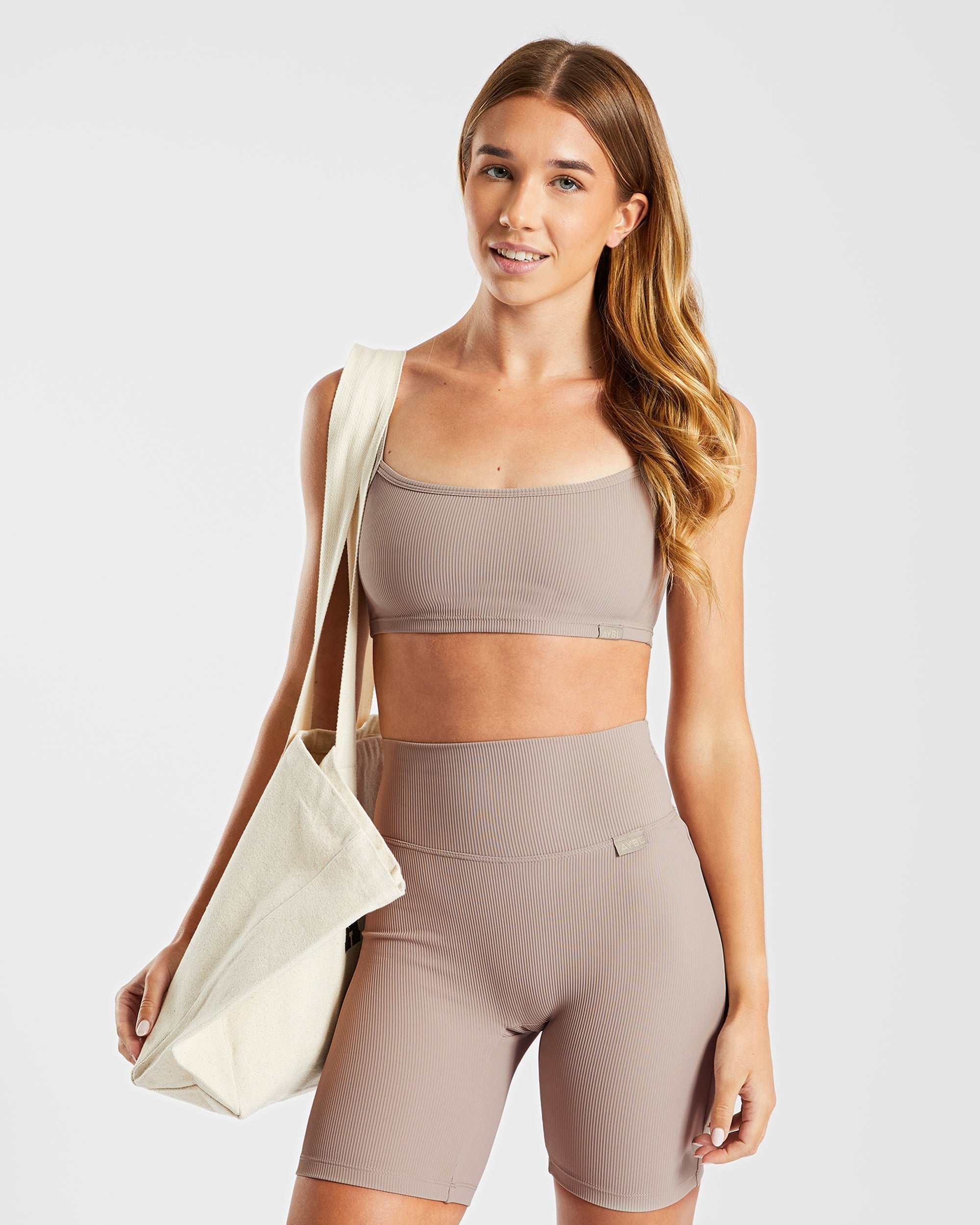 Sculpt Ribbed Bralet - Taupe