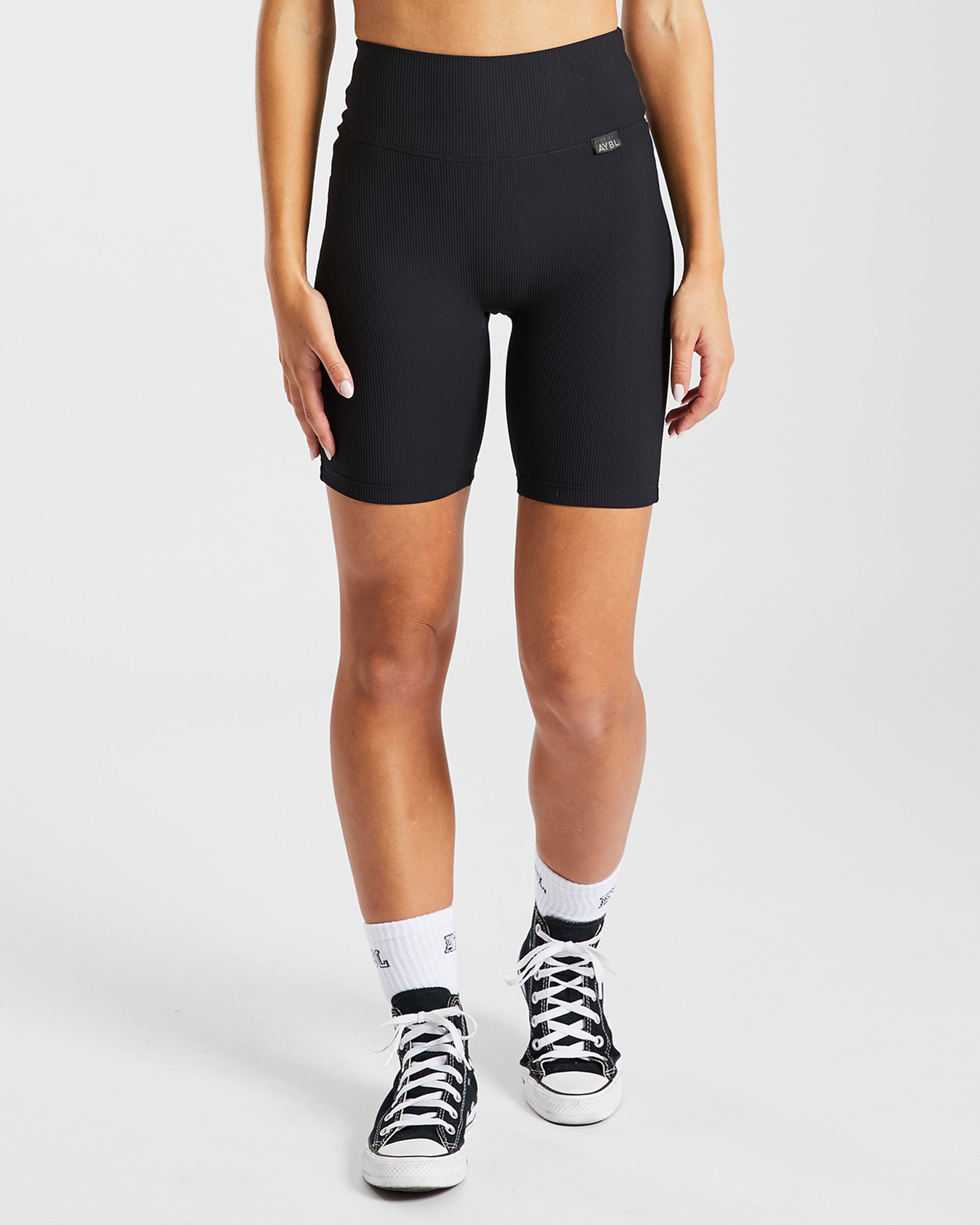 Sculpt Ribbed Cycling Shorts - Schwarz