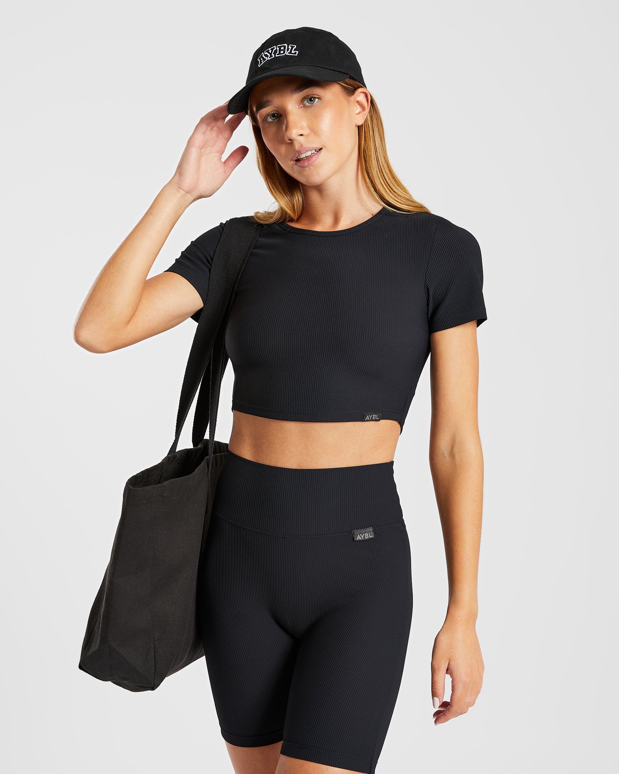 Sculpt Ribbed Crop Top - Schwarz