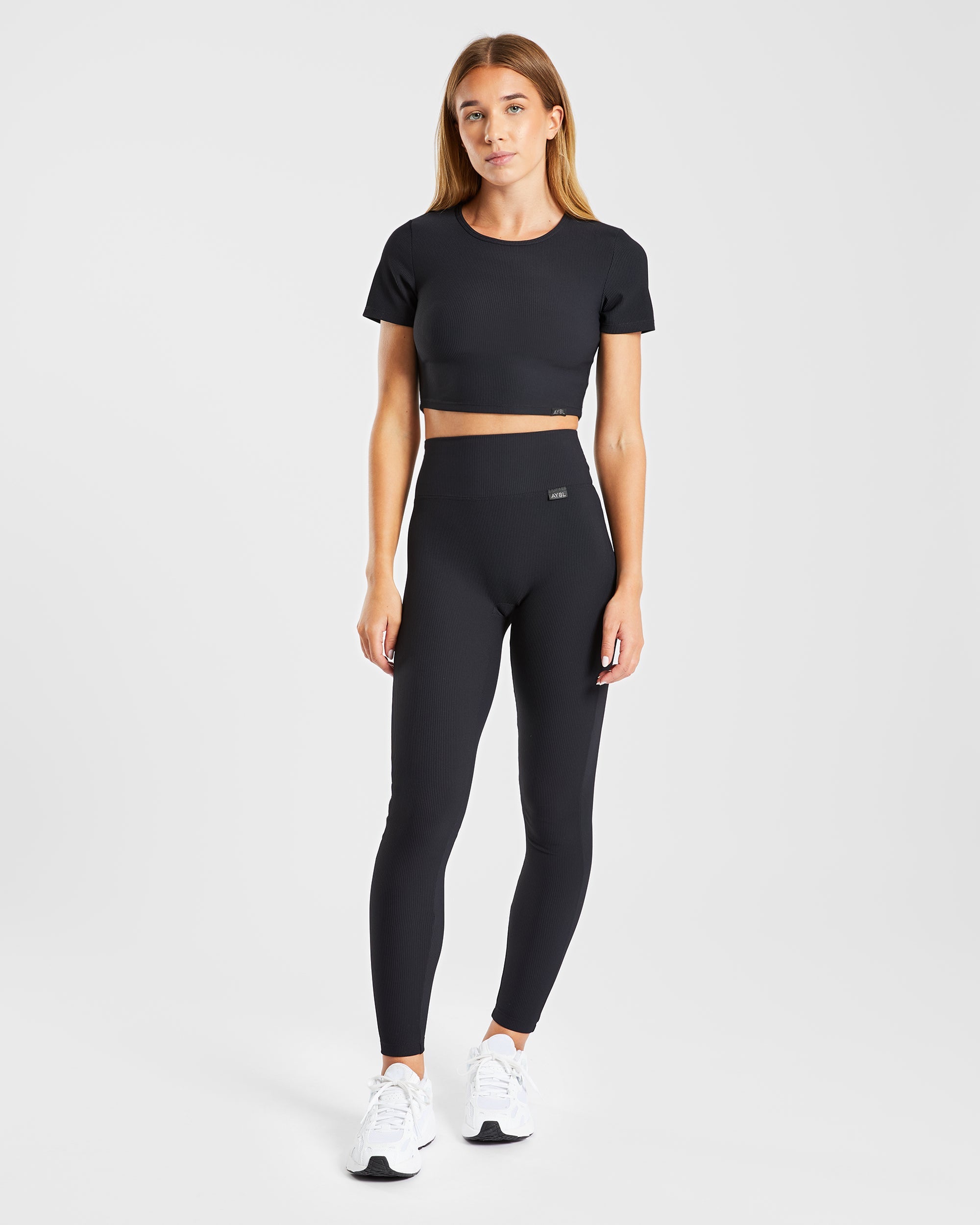 Sculpt Ribbed Leggings - Schwarz